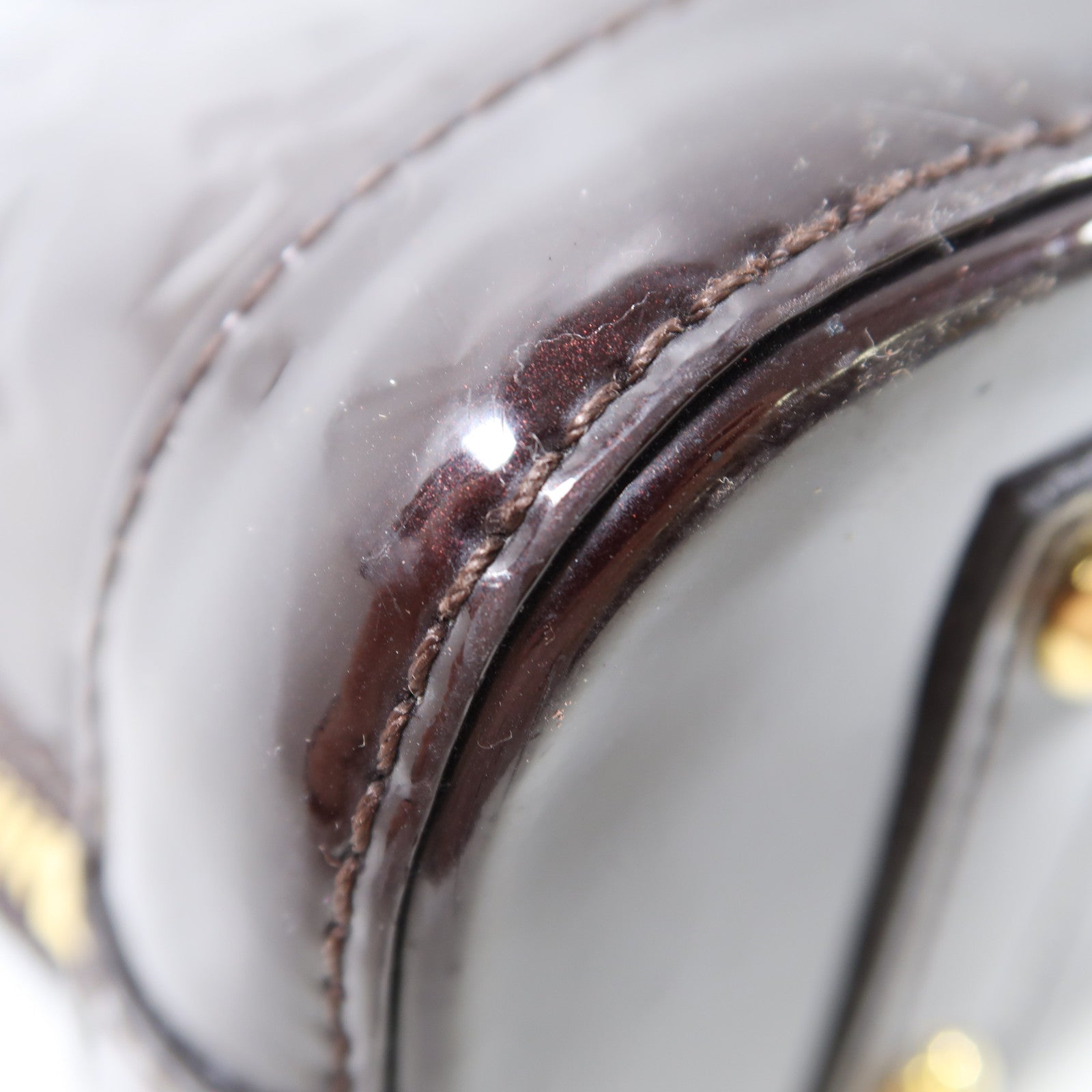 LOUIS VUITTON Vernis Alma BB金扣手挽肩背兩用袋酒紅色