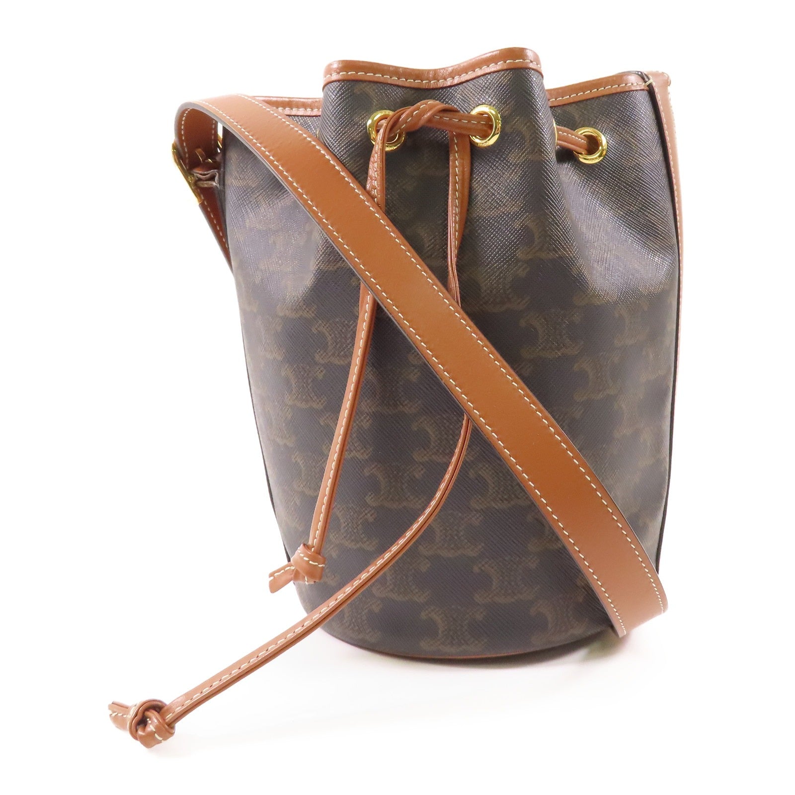 CELINE 【激減優惠】塗層帆布Shoulder Bag金扣肩背袋