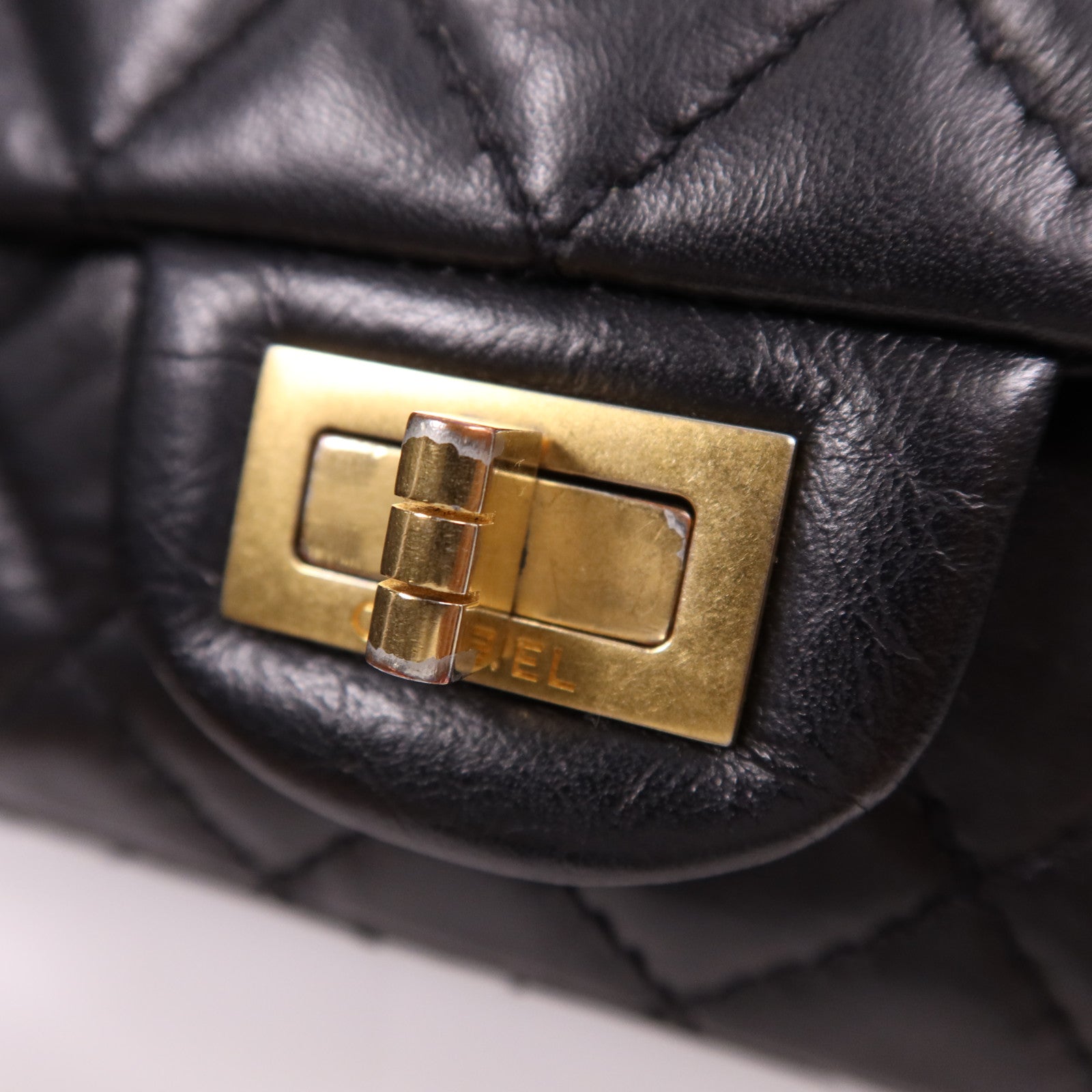 CHANEL 牛皮皮革Mini 2.55金扣鏈帶肩背袋