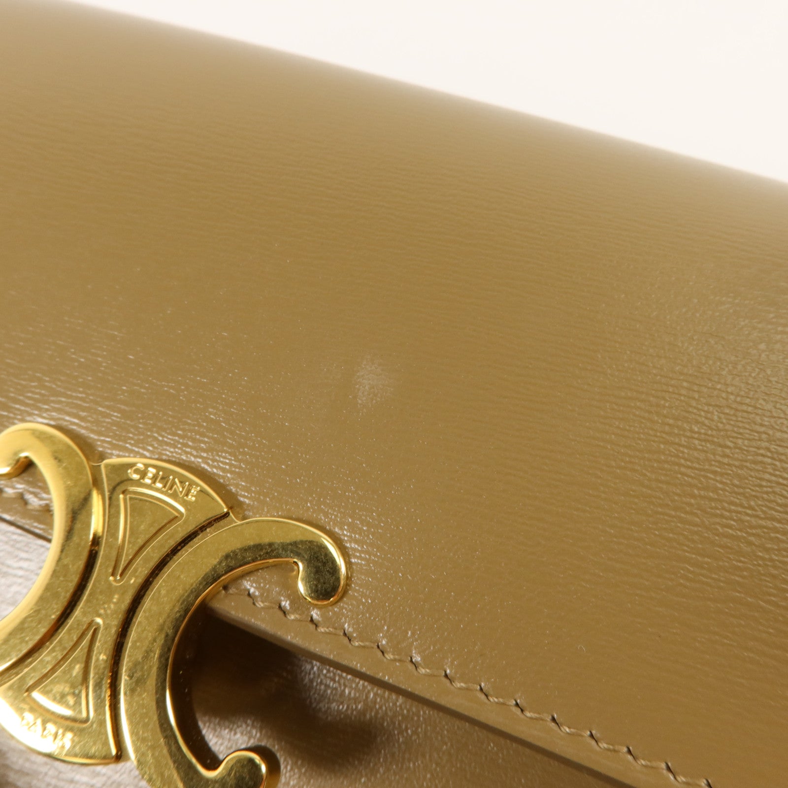 CELINE 牛皮皮革Triomphe Long Wallet金扣長錢包