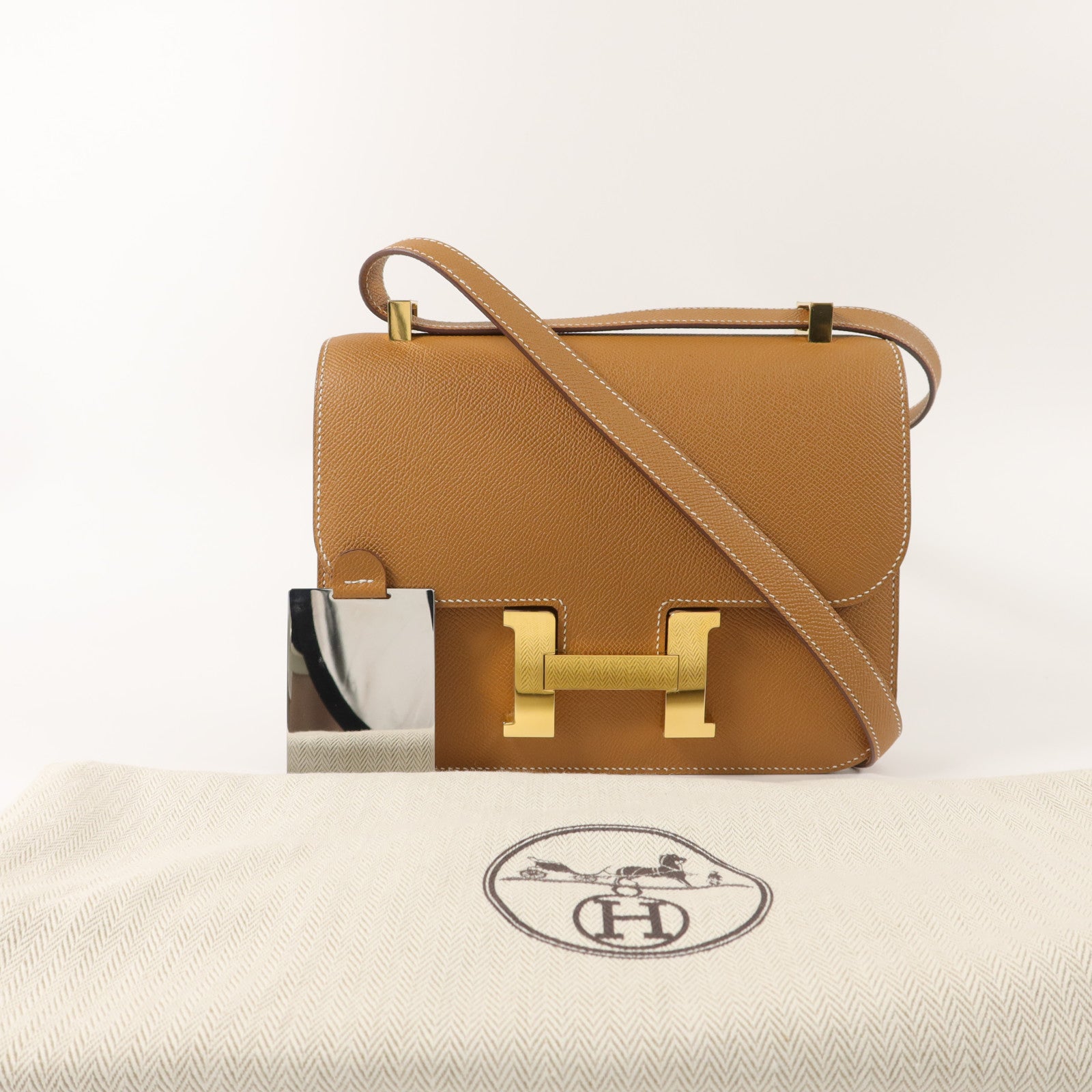 HERMES Epsom皮革Constance 24肩背袋Gold