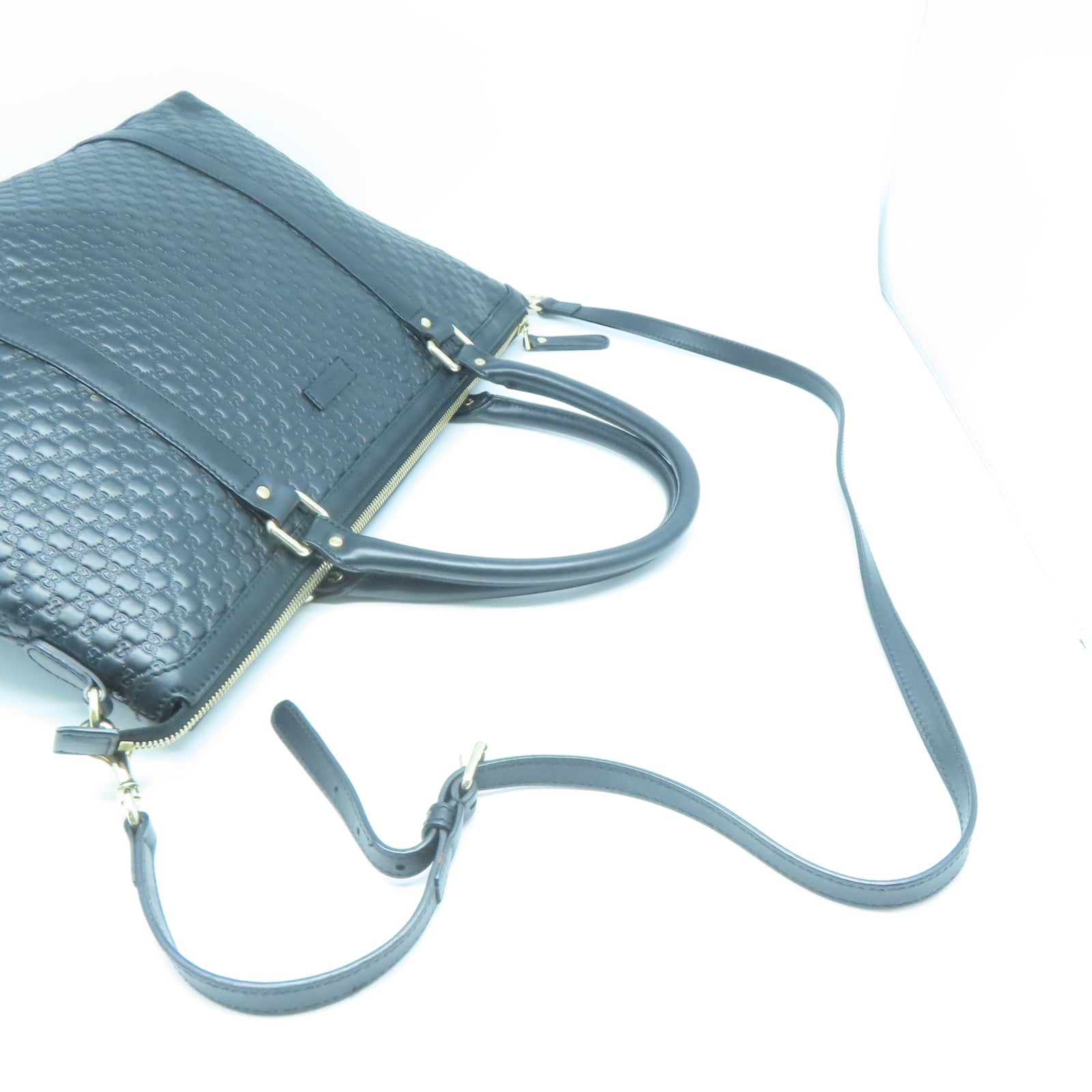 GUCCI 【激減優惠】牛皮皮革Tote Bag銀扣手挽肩背兩用袋黑色