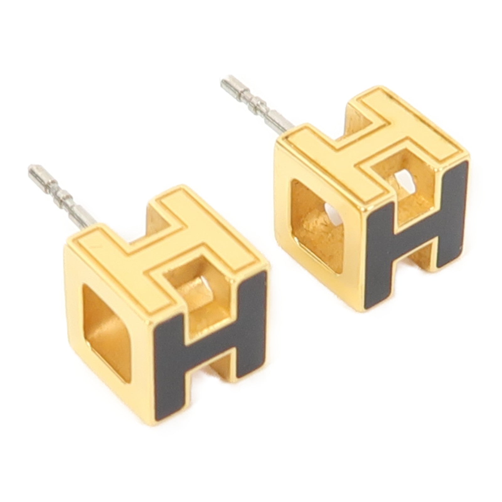 HERMES 金屬Cage d'H Earrings耳環黑色