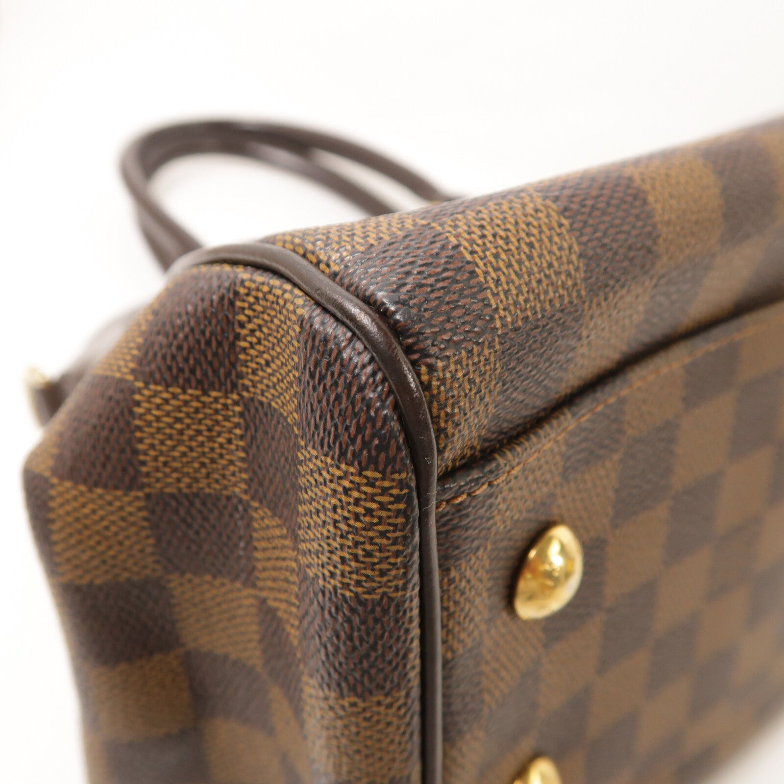 LOUIS VUITTON Damier Trevi金扣手挽肩背兩用袋棕色