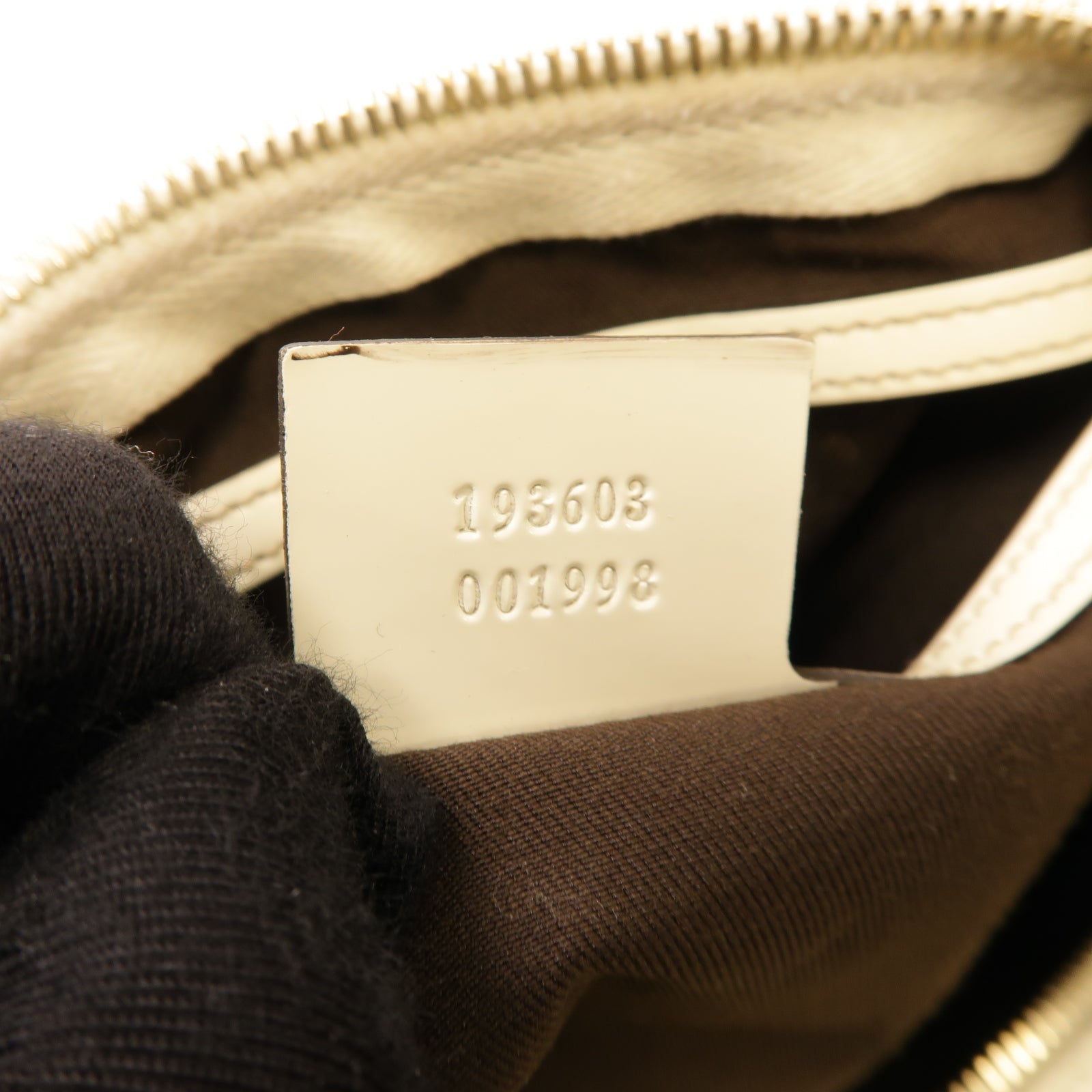 GUCCI 塗層帆布Boston Bag銀扣手挽袋白色/啡色