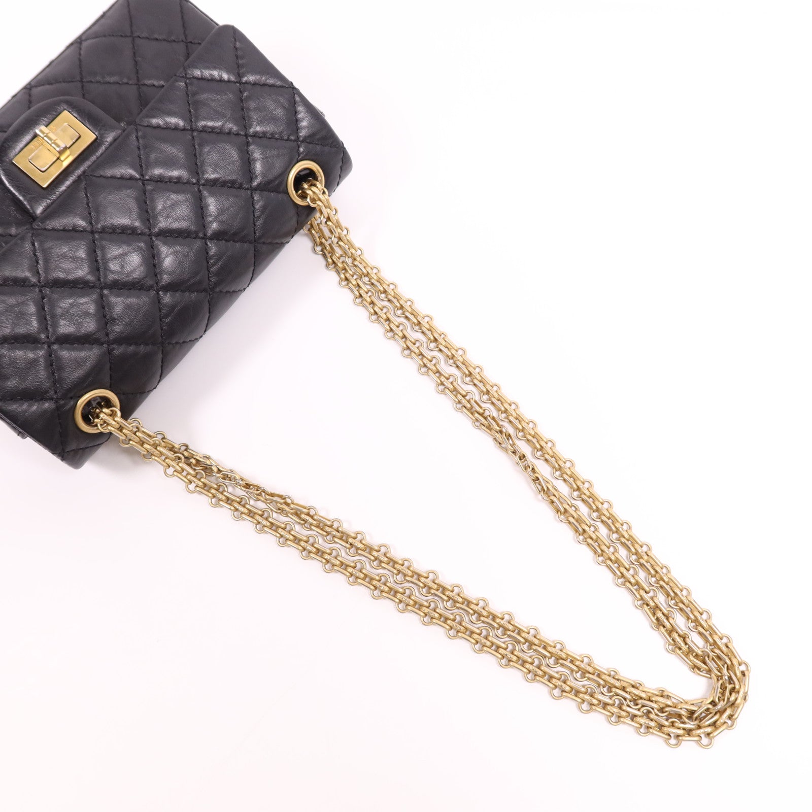 CHANEL 牛皮皮革Mini 2.55金扣鏈帶肩背袋