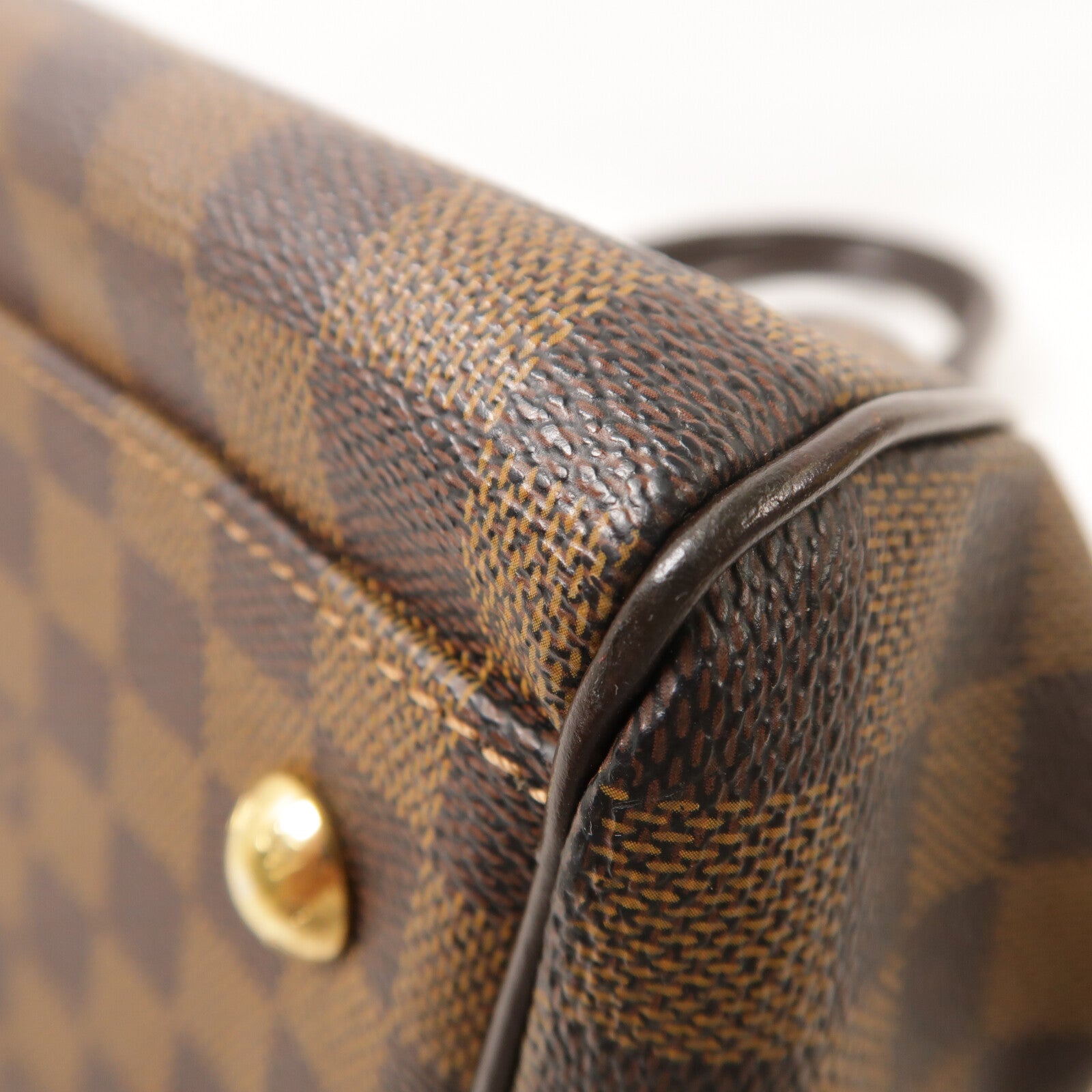 LOUIS VUITTON Damier Trevi金扣手挽肩背兩用袋棕色
