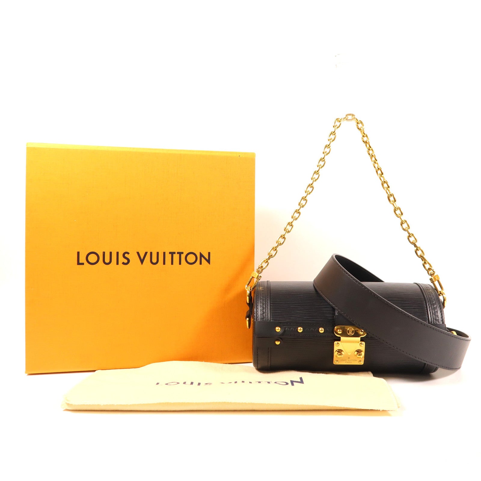 LOUIS VUITTON LV GHW Papillon Trunk 2 Way Shoulder Handbag M58655 Epi Black