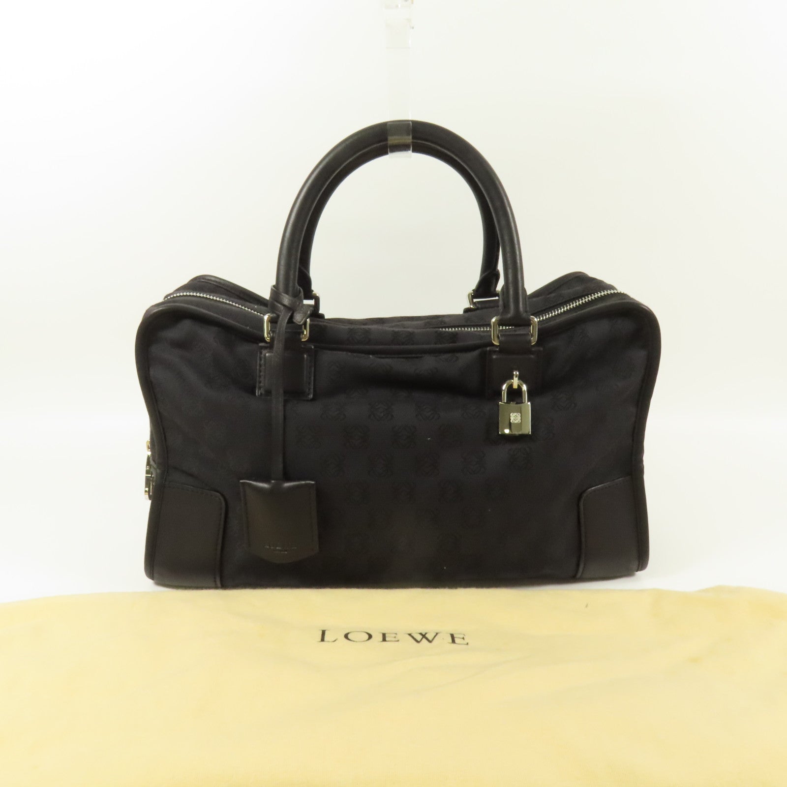 LOEWE 帆布Amazona銀扣手挽袋