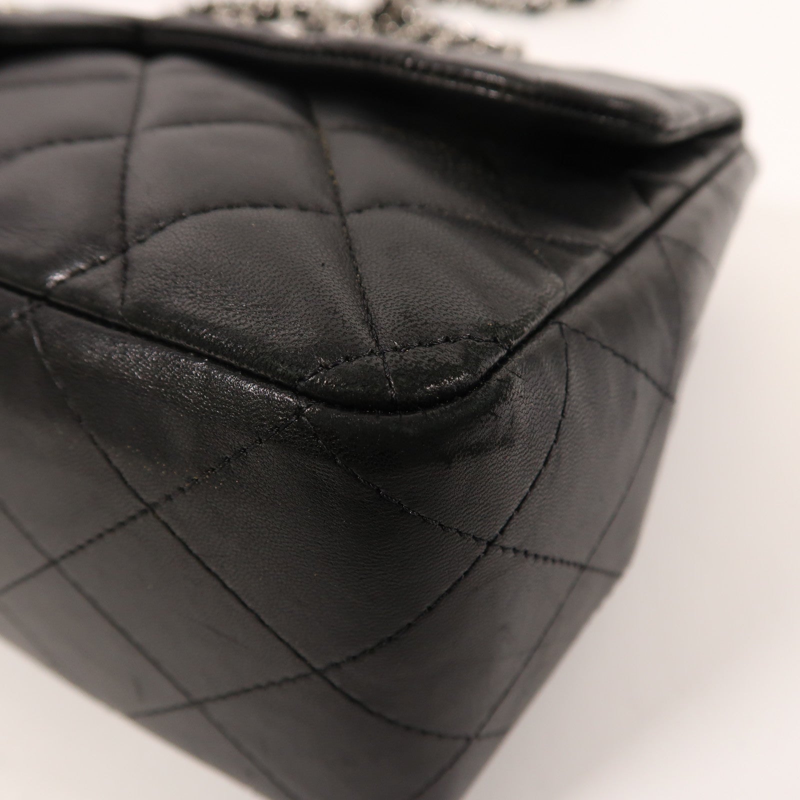 CHANEL 羊皮皮革Large Classic銀扣鏈帶肩背袋