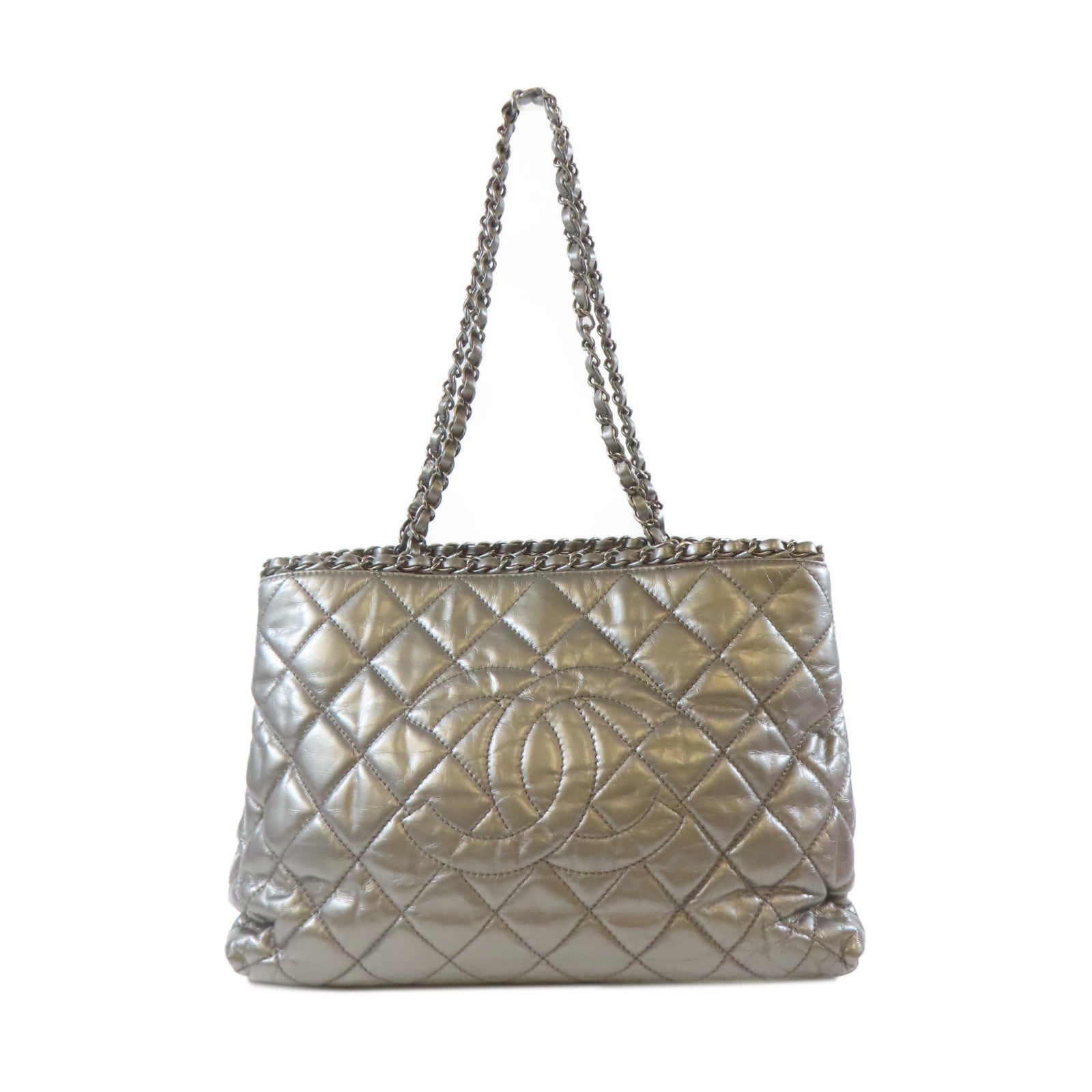 CHANEL 【激減優惠】菱格牛皮皮革Chain Shoulder Bag銀扣肩背袋銀色
