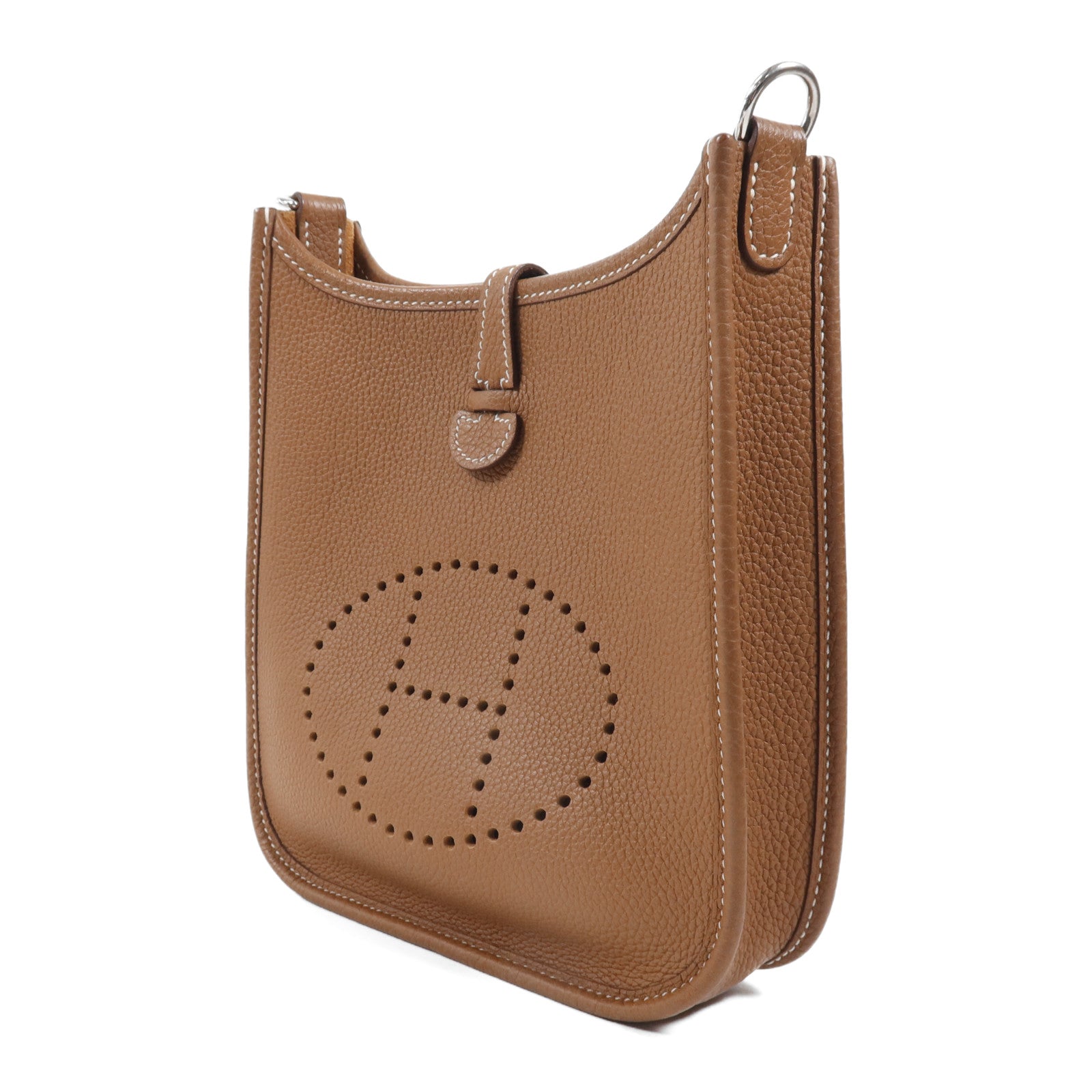 HERMES Maurice皮革Evelyne TPM銀扣肩背袋Gold
