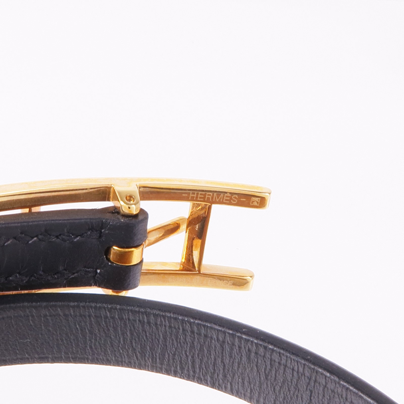 HERMES GHW Behapi Double Tour Bracelet Veau Swift Leather Brown Black