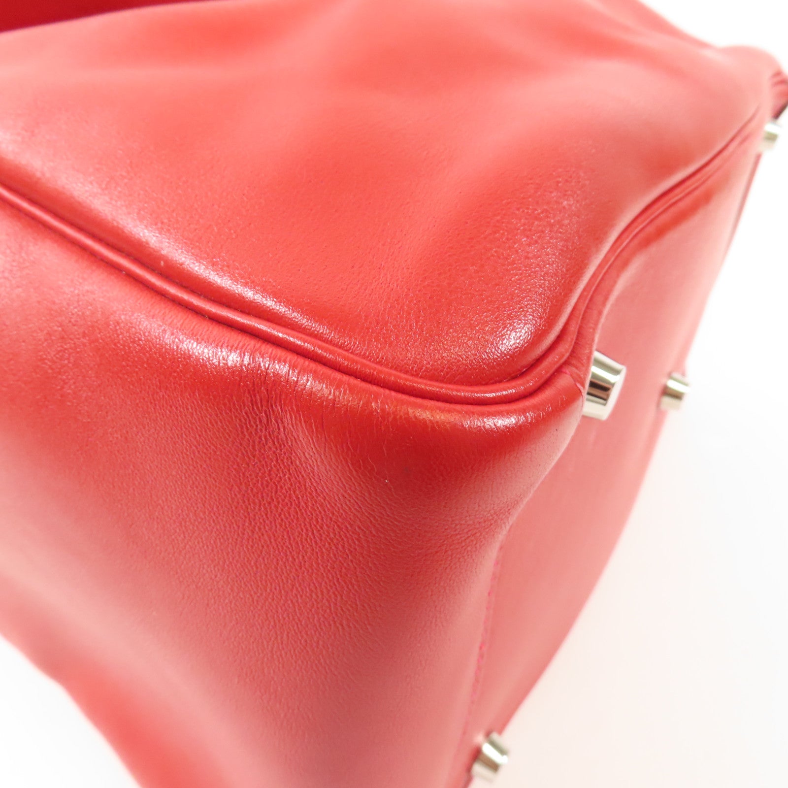 HERMES Swift皮革Lindy 30銀扣手挽肩背兩用袋Rouge Tomate