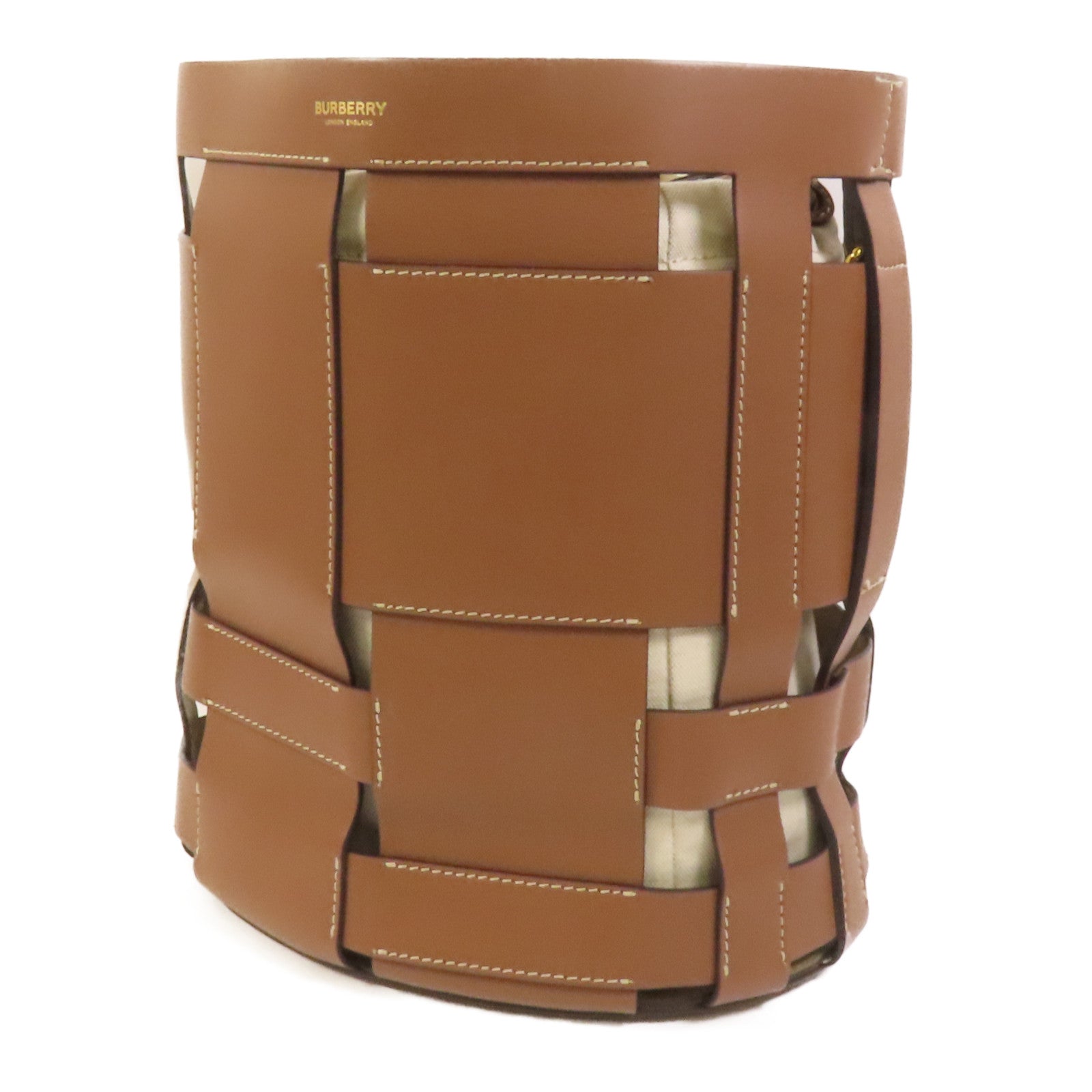 BURBERRY 牛皮皮革/帆布Shoulder Bag金扣肩背袋
