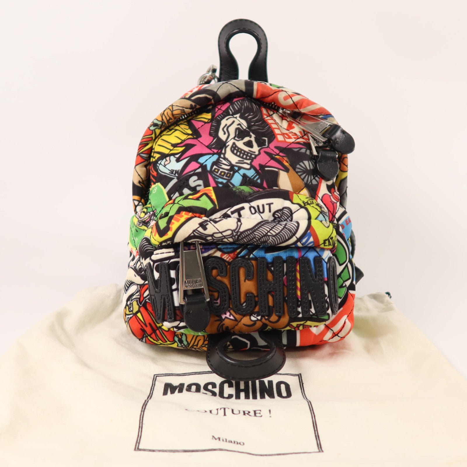 MOSCHINO 尼龍Rucksack銀扣背包