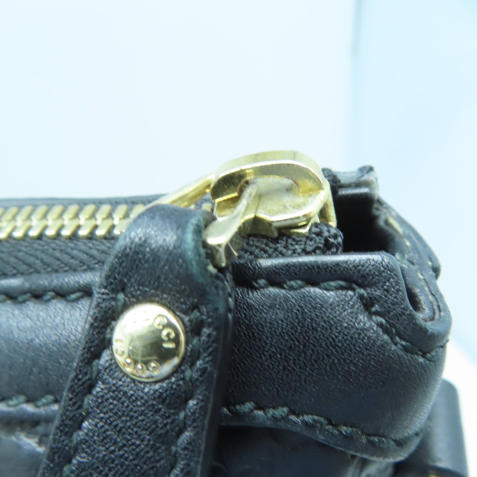 GUCCI 【激減優惠】牛皮皮革Tote Bag銀扣手挽肩背兩用袋黑色