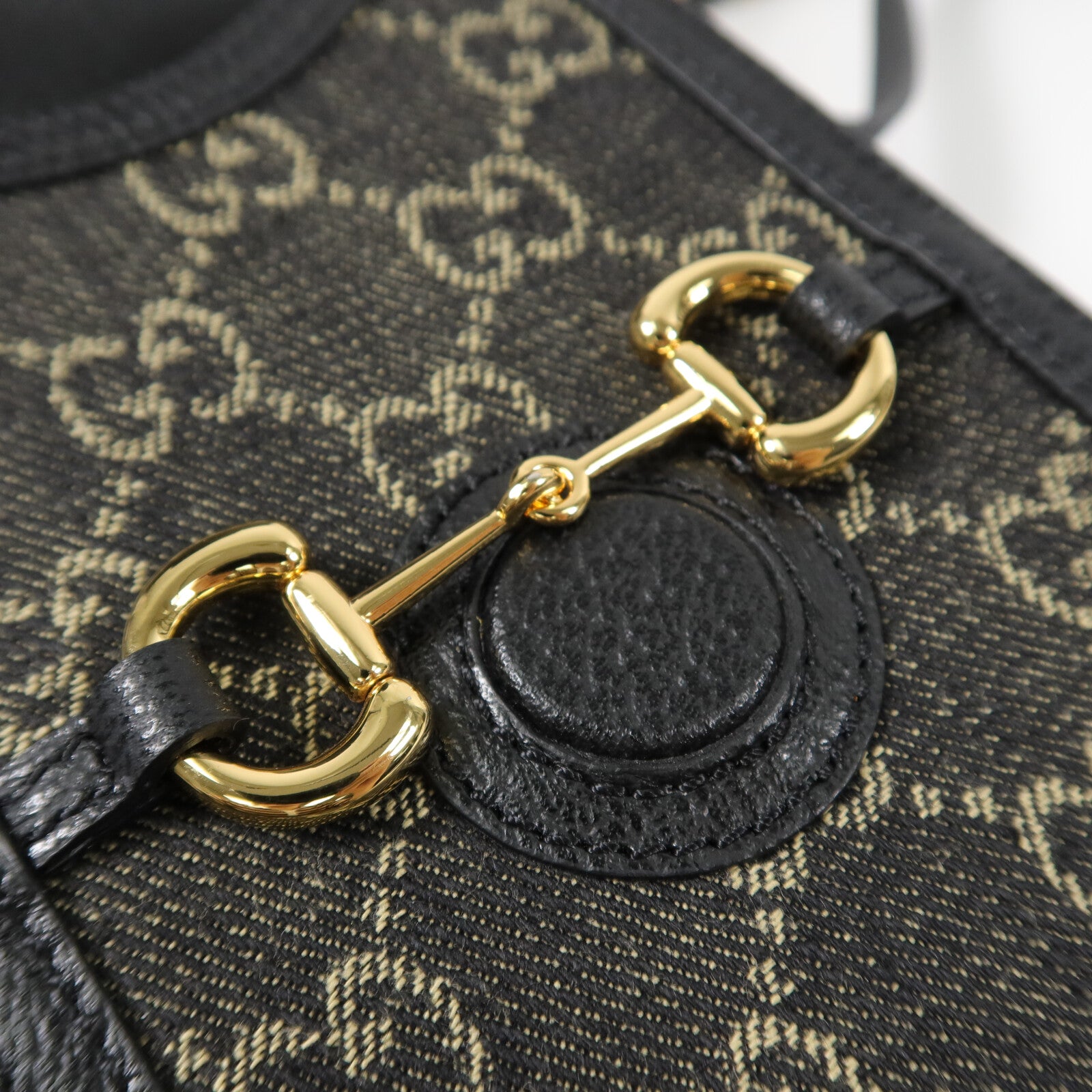 GUCCI 帆布/牛皮皮革Horsebit 1955肩背袋