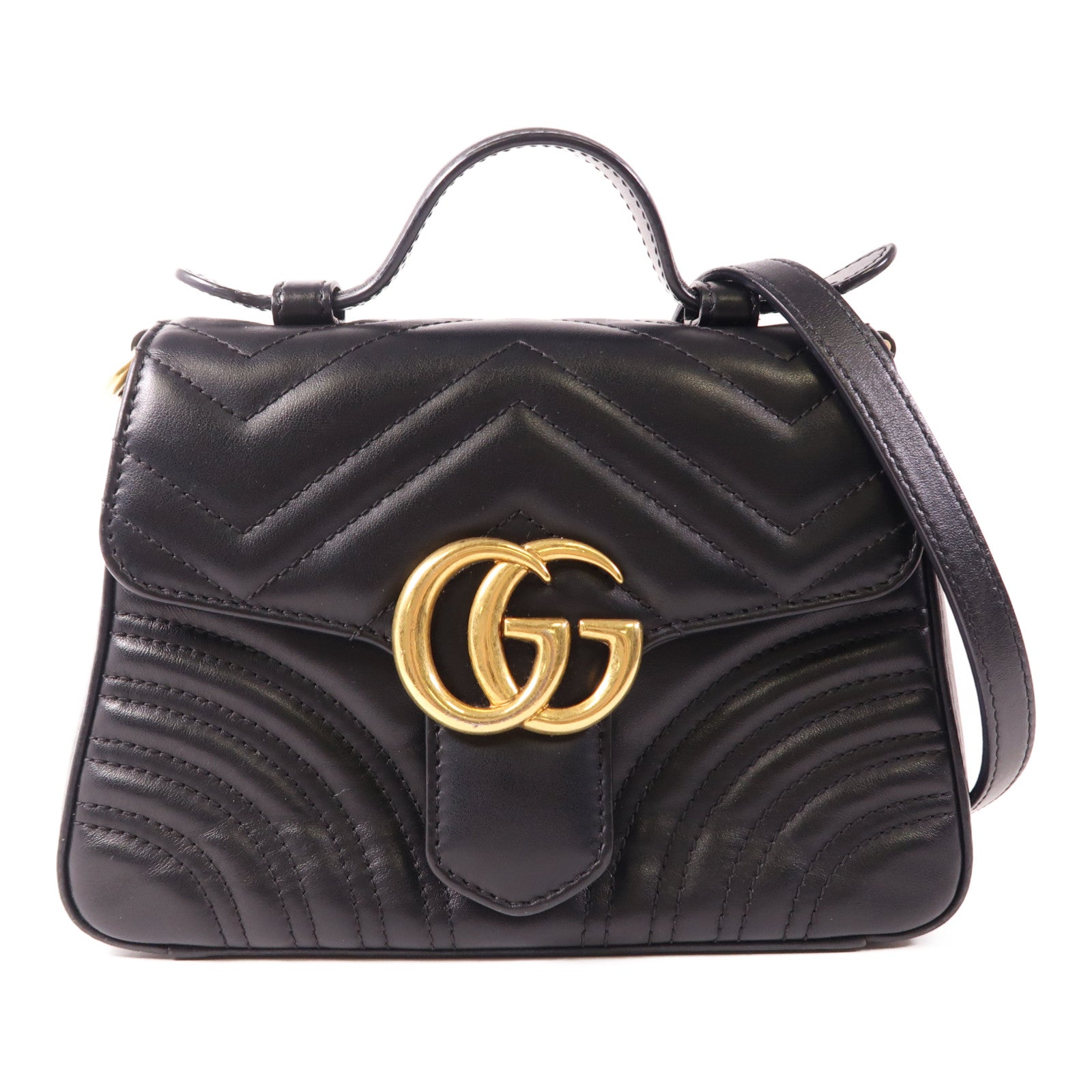 GUCCI 【激減優惠】羊皮皮革GG Marmont金扣手挽肩背兩用袋