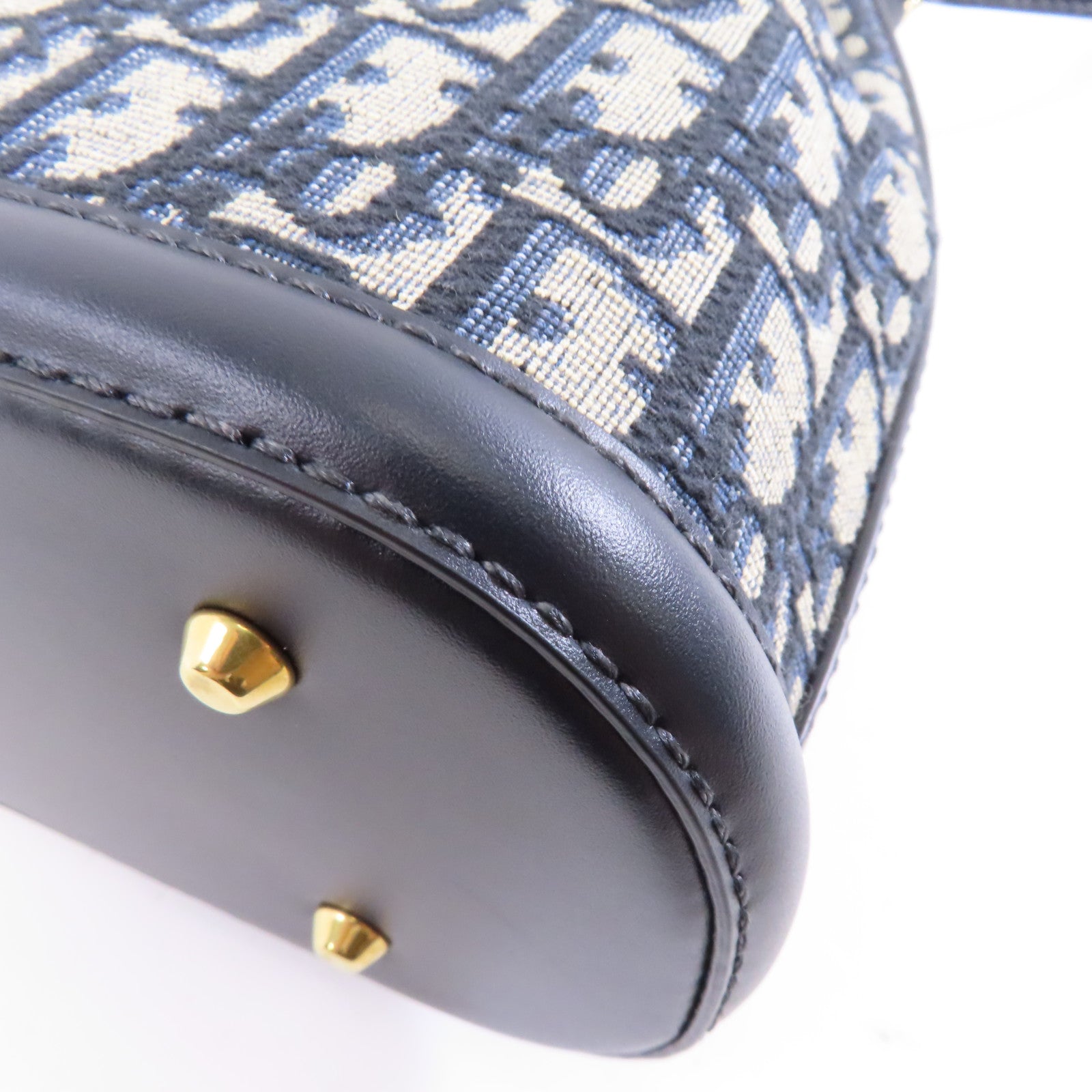 Dior 帆布Oblique Medium C'est Bag金扣手挽肩背兩用袋藍色
