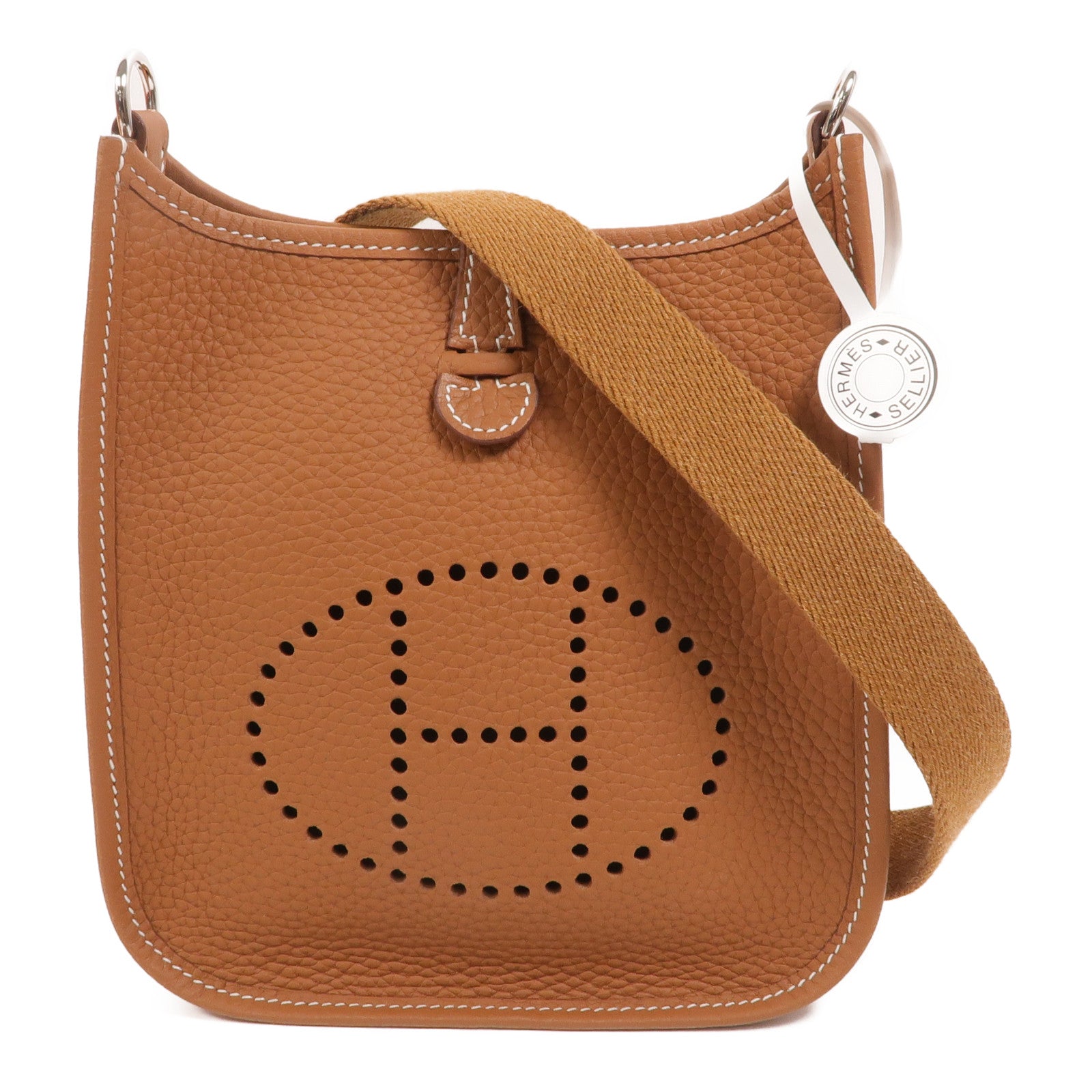 HERMES Clemence皮革Evelyne TPM肩背袋Gold