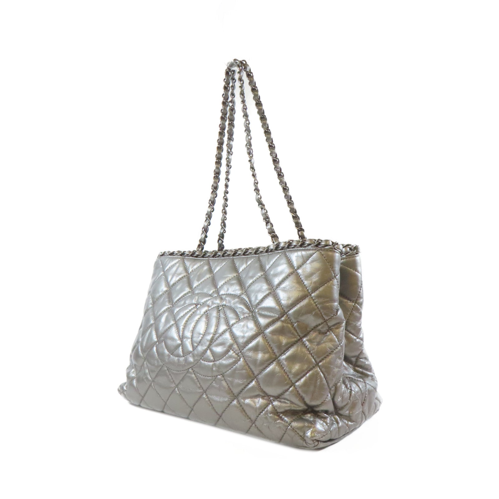 CHANEL 【激減優惠】菱格牛皮皮革Chain Shoulder Bag銀扣肩背袋銀色
