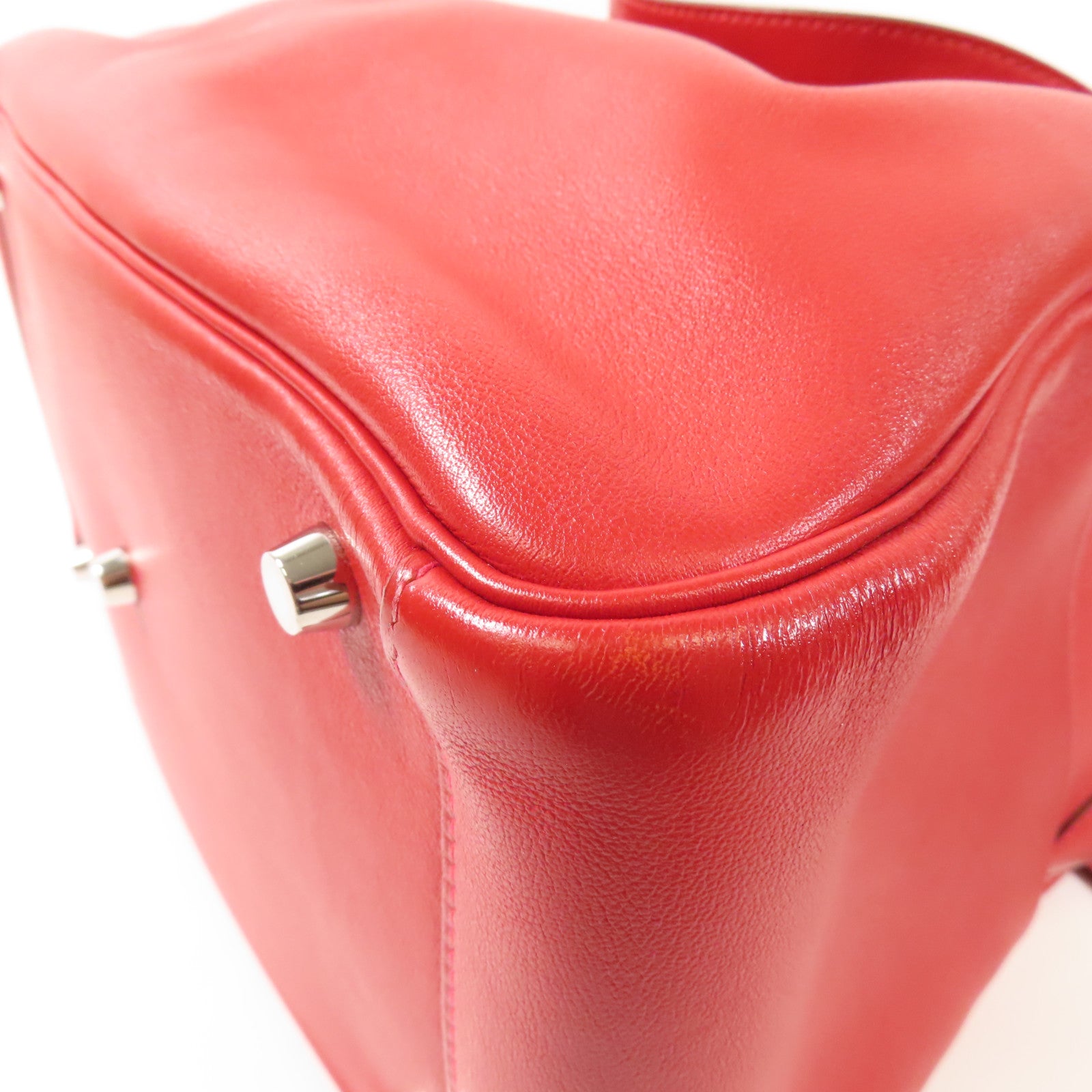 HERMES Swift皮革Lindy 30銀扣手挽肩背兩用袋Rouge Tomate