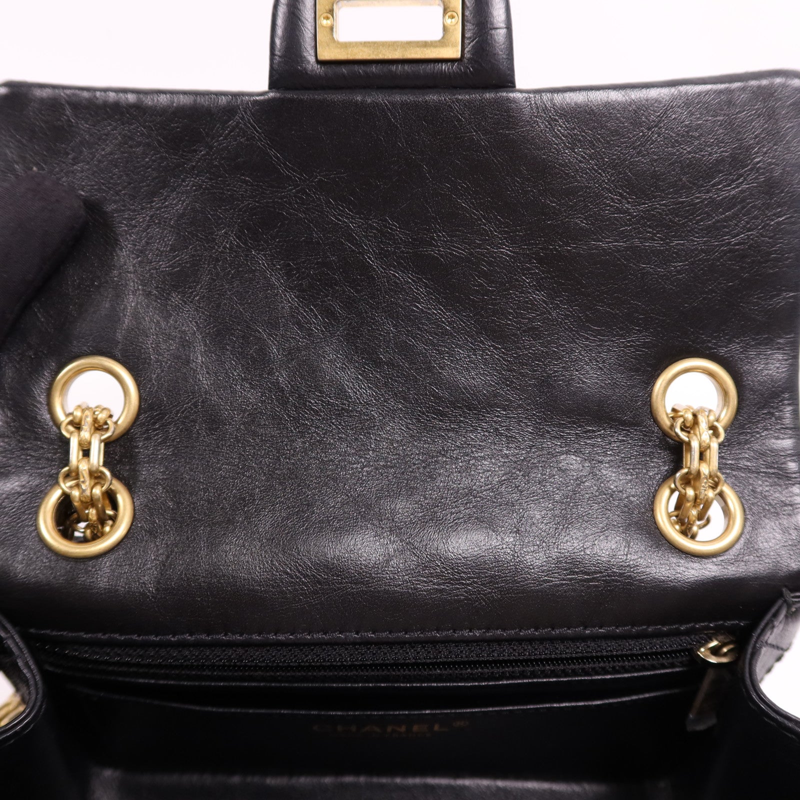 CHANEL 牛皮皮革Mini 2.55金扣鏈帶肩背袋