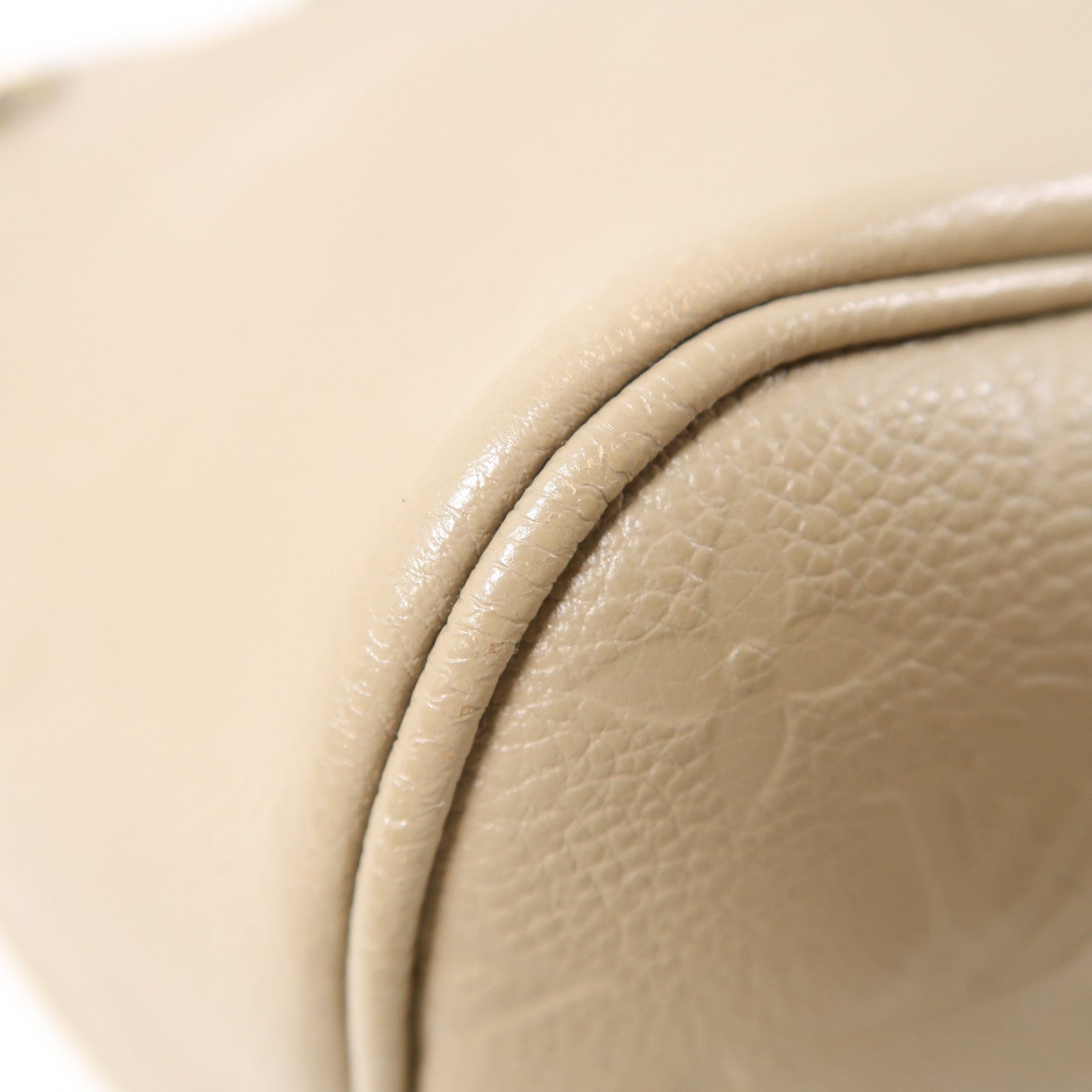 LOUIS VUITTON Monogram Empreinte Neverfull MM金扣肩背袋米色