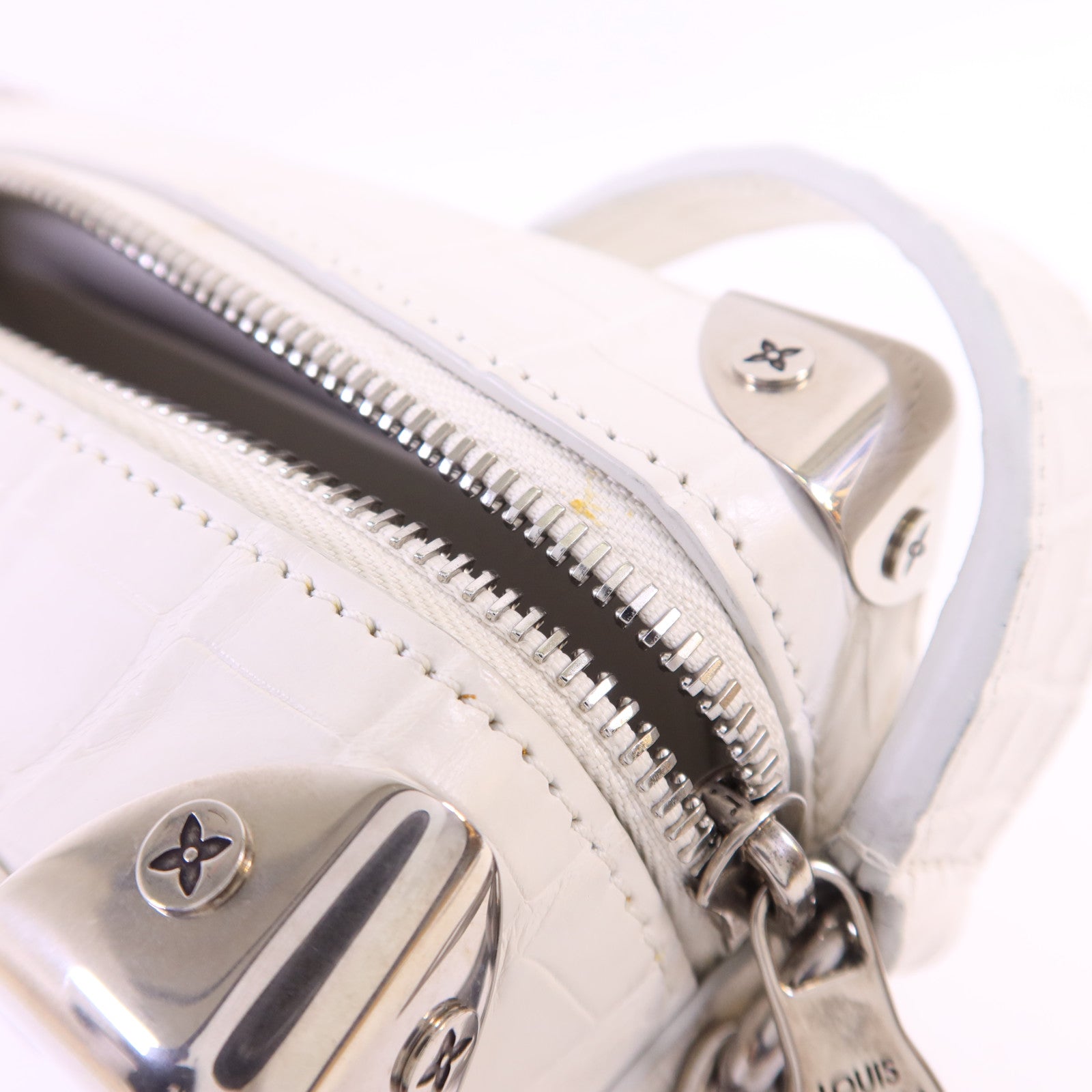 LOUIS VUITTON 【激減優惠】鱷魚皮革/金屬Mini Soft Trunk銀扣鏈帶肩背袋