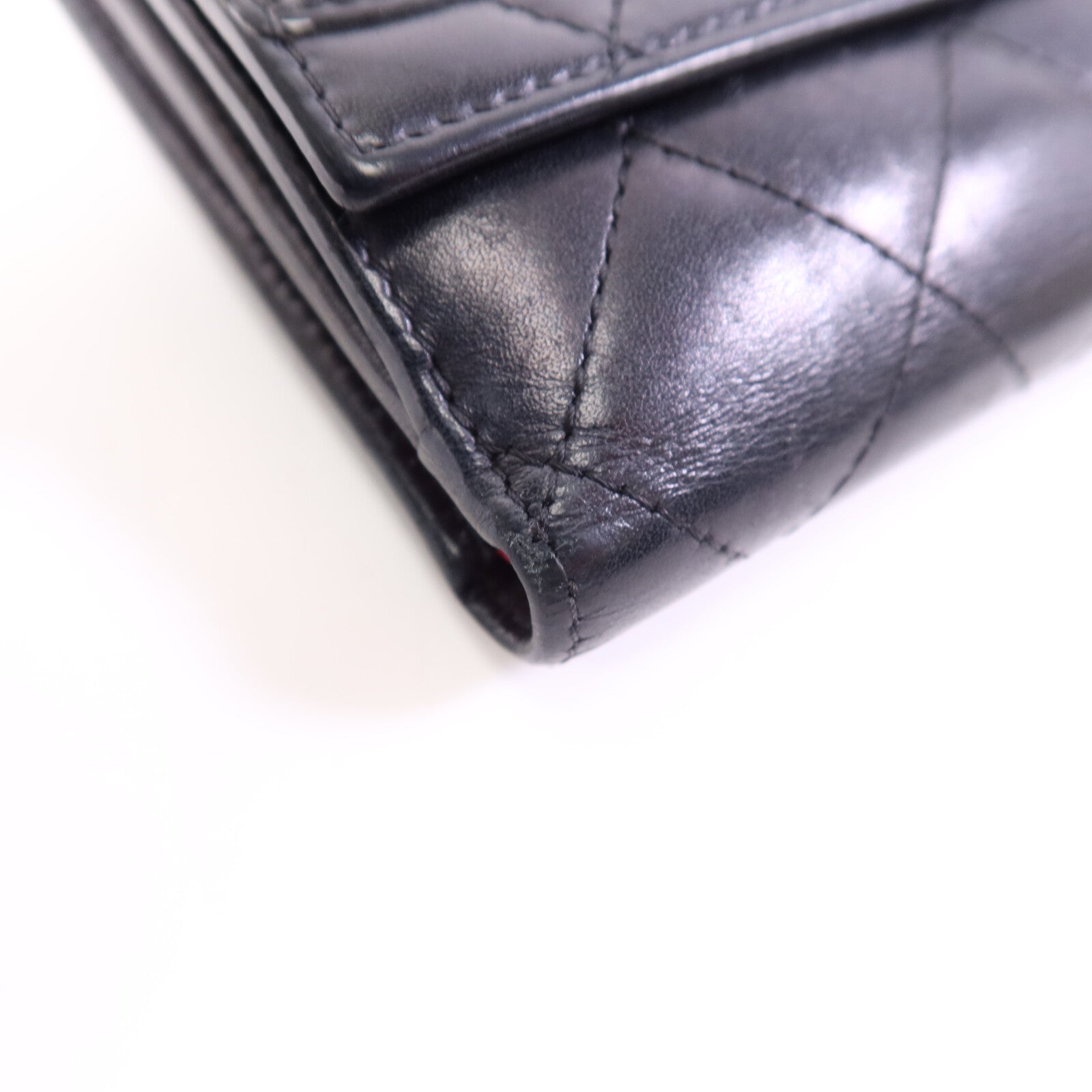 CHANEL 羊皮/漆皮皮革Cambon Wallet銀扣錢包
