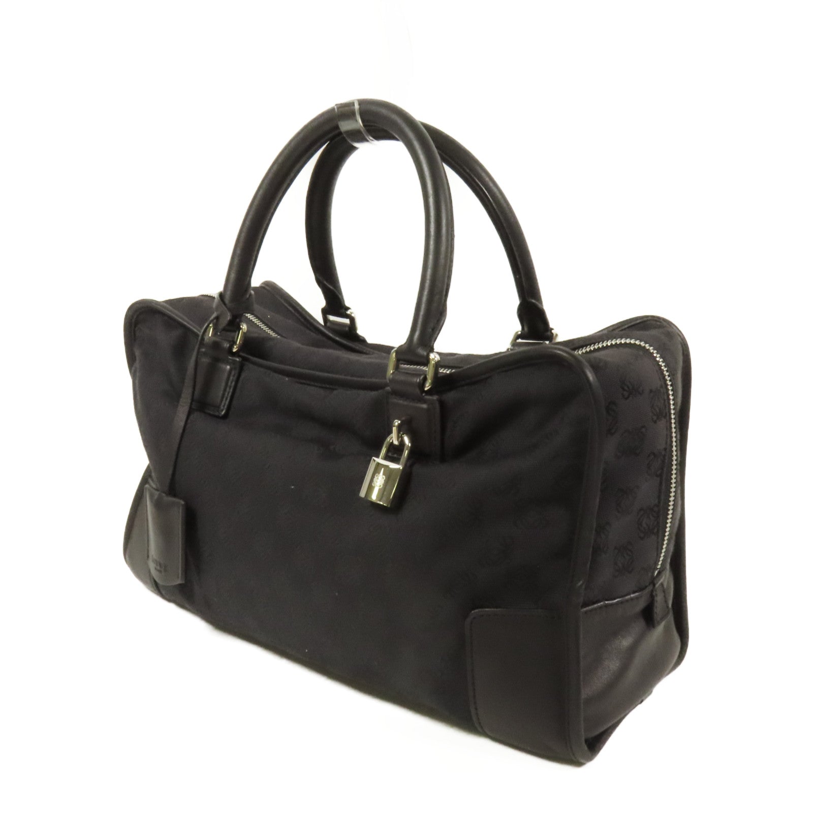 LOEWE 帆布Amazona銀扣手挽袋