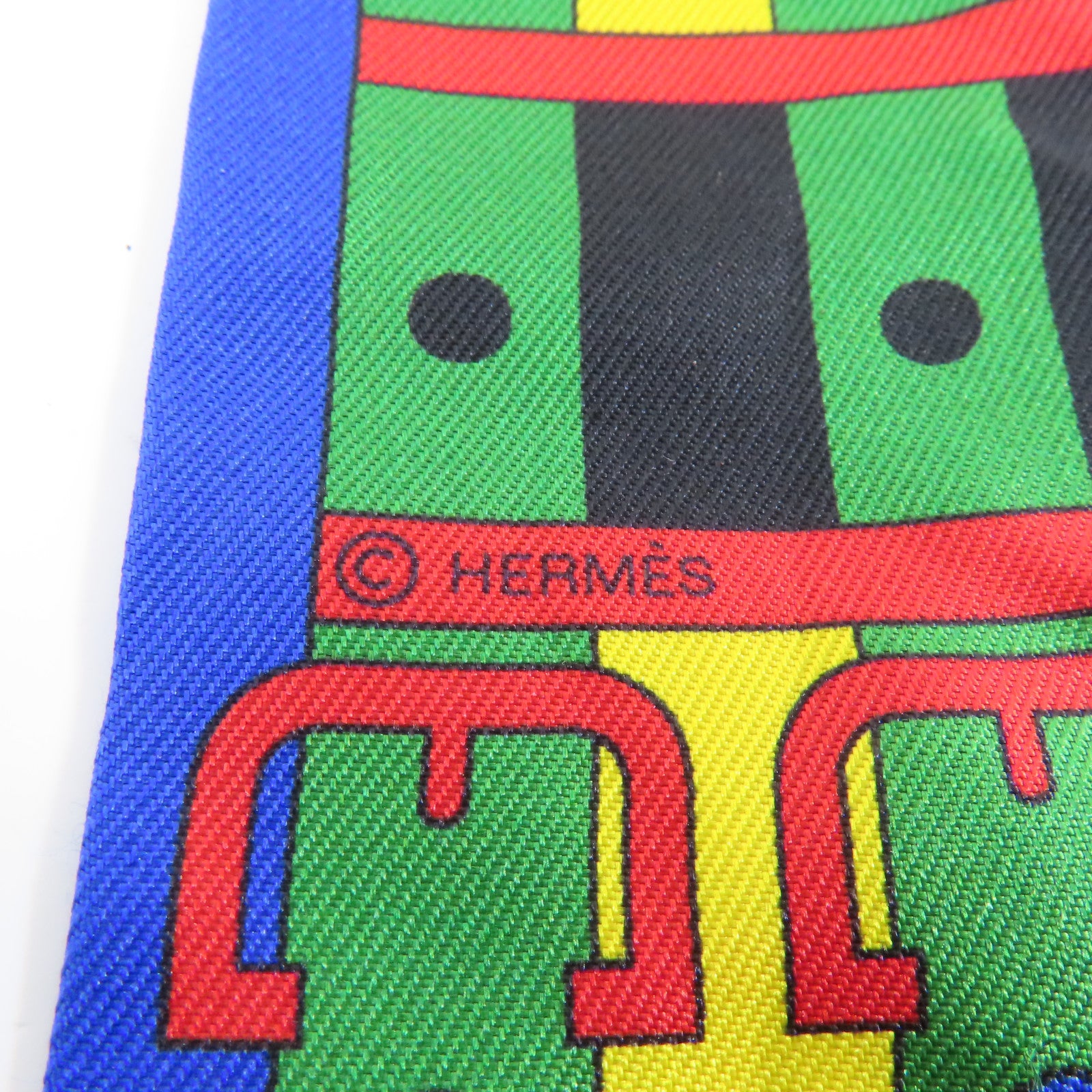HERMES 絲質Twilly絲巾藍色/彩色