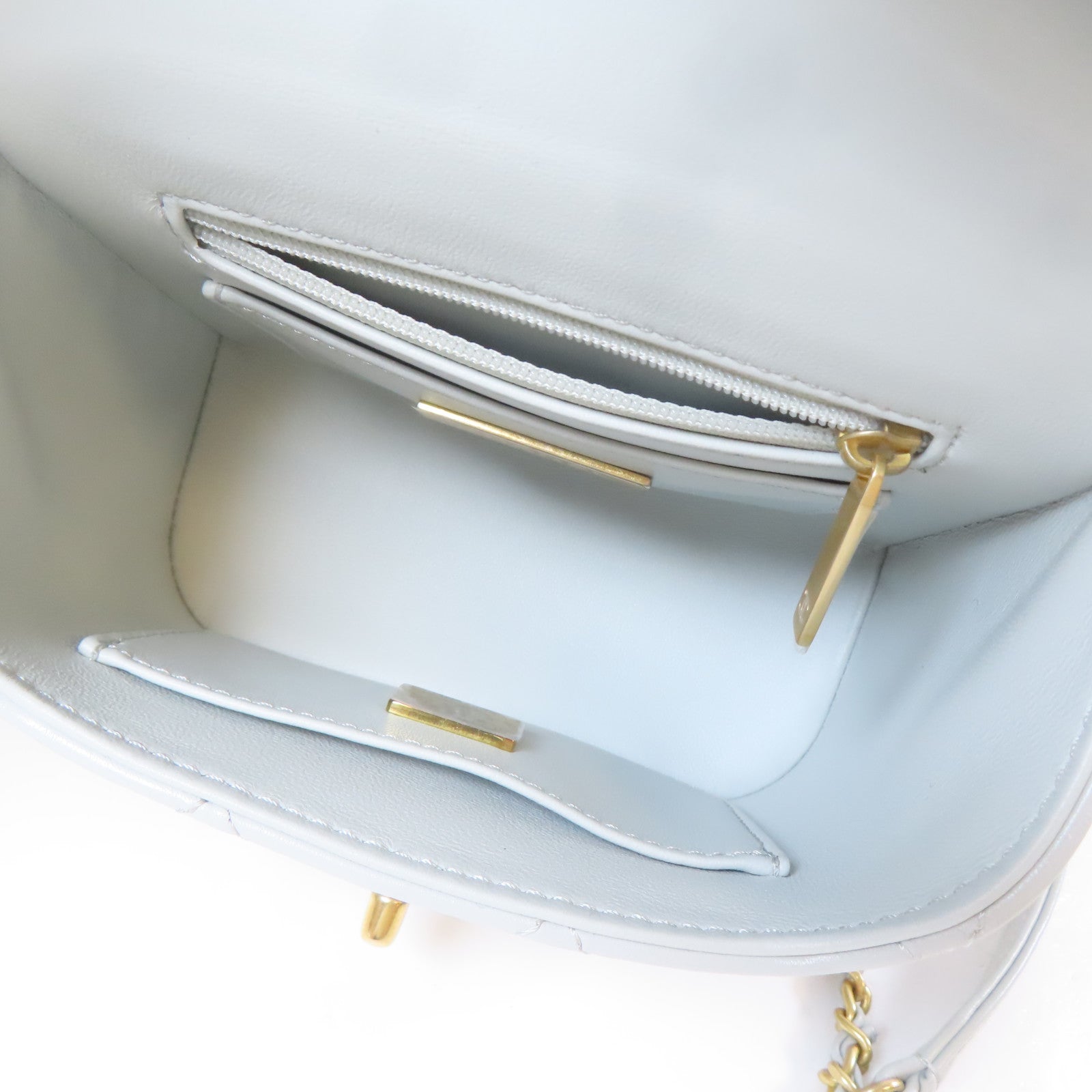 CHANEL 【激減優惠】菱格羊皮皮革Vanity Case金扣鏈帶肩背袋藍色