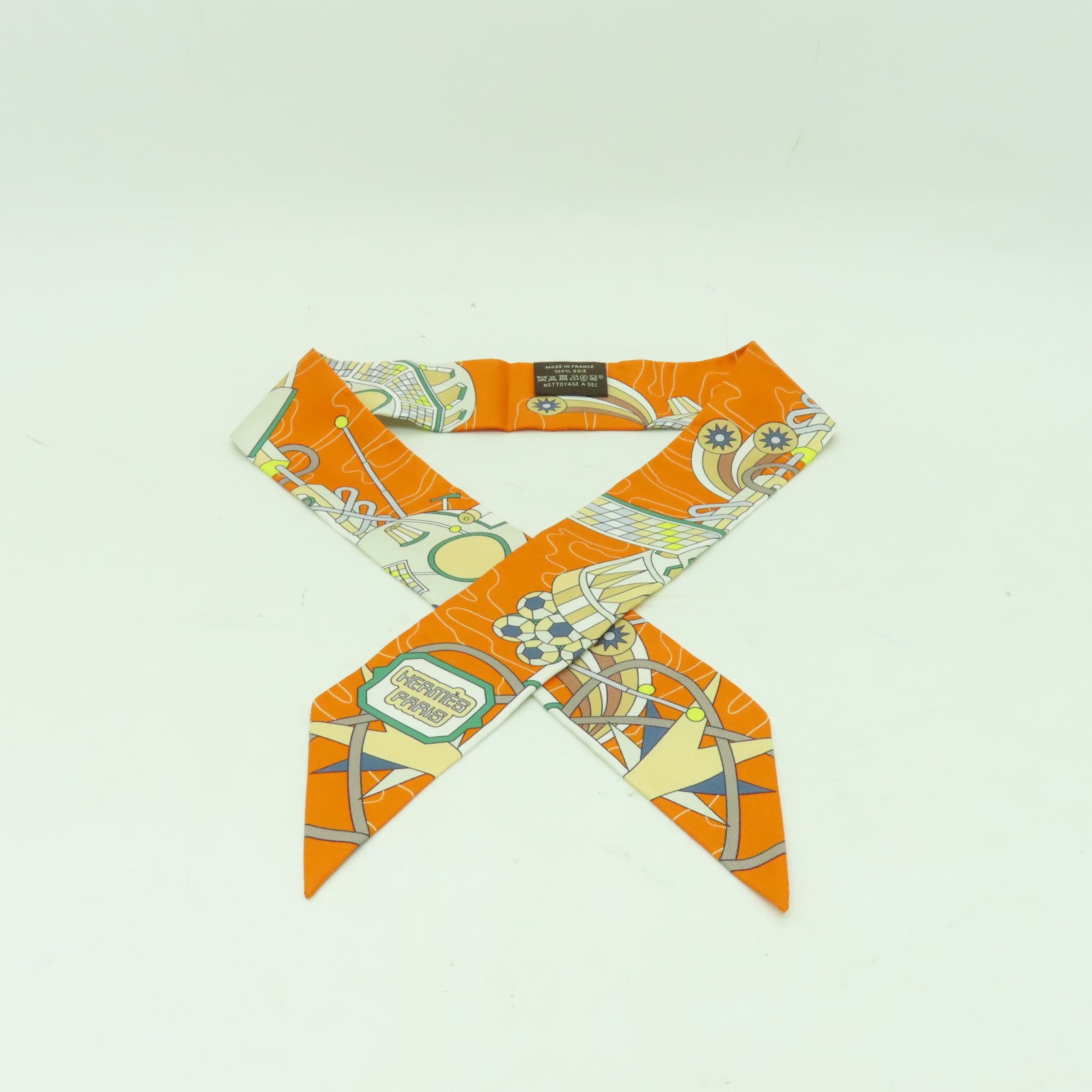 HERMES 【激減優惠】絲質Twilly絲巾橙色/彩色