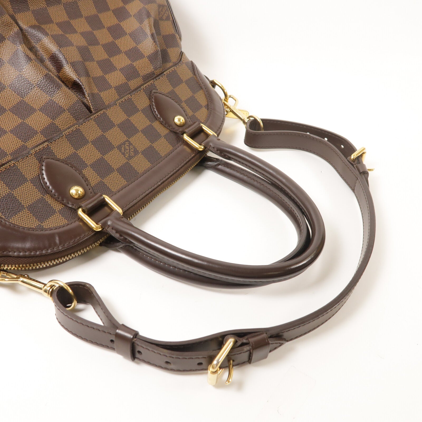 LOUIS VUITTON Damier Trevi金扣手挽肩背兩用袋棕色