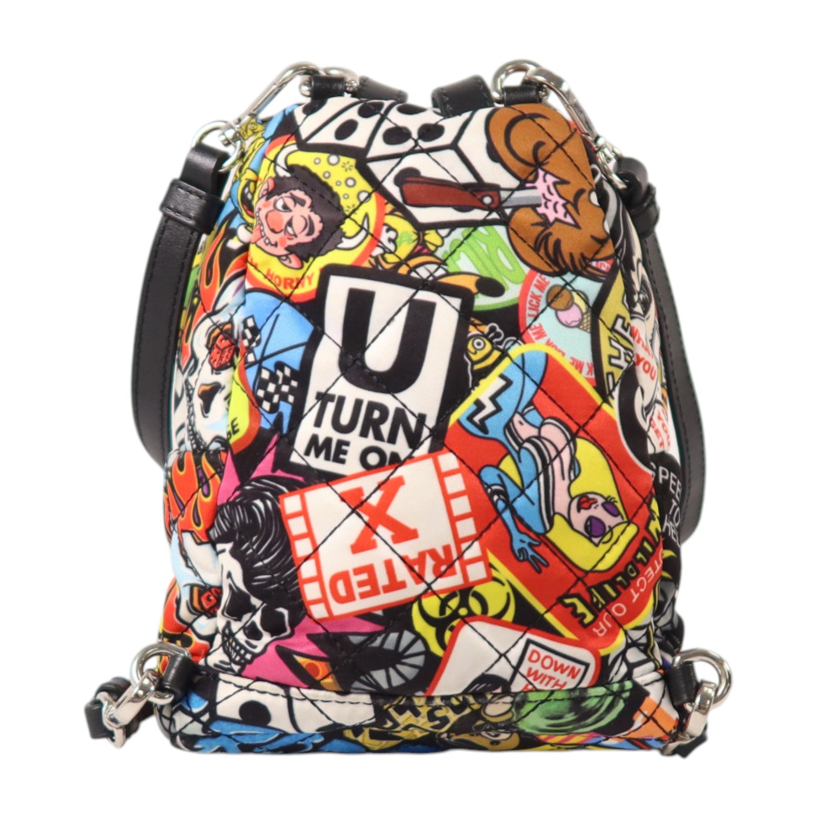 MOSCHINO 尼龍Rucksack銀扣背包
