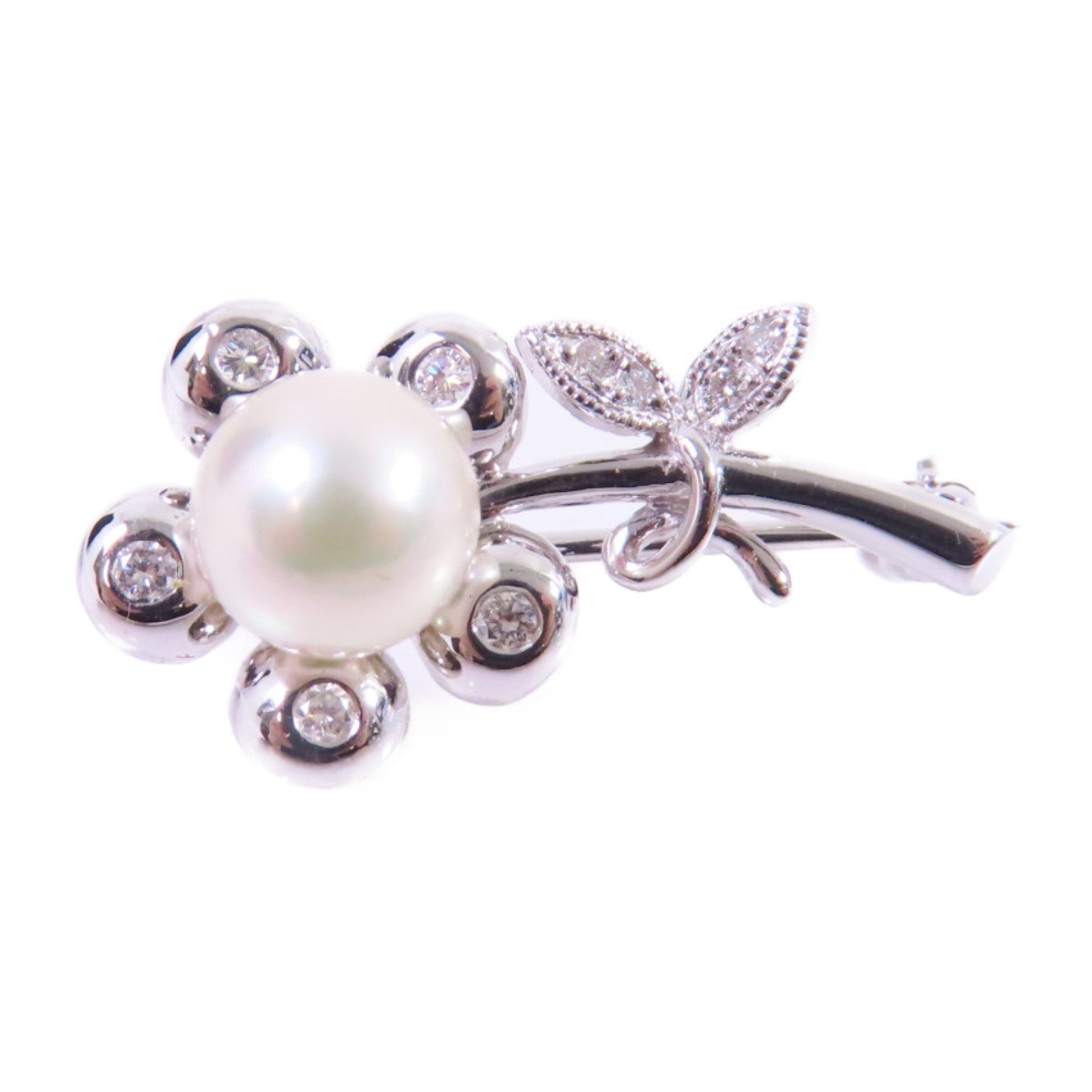 JEWELRY 18K白金Pearl/Diamond Broach鑽石/珍珠胸針