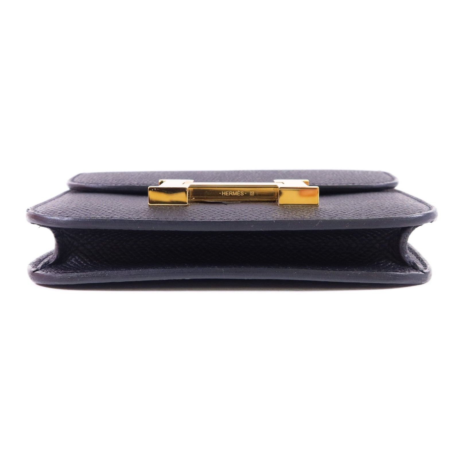HERMES Epsom皮革Constance Slim金扣錢包Noir