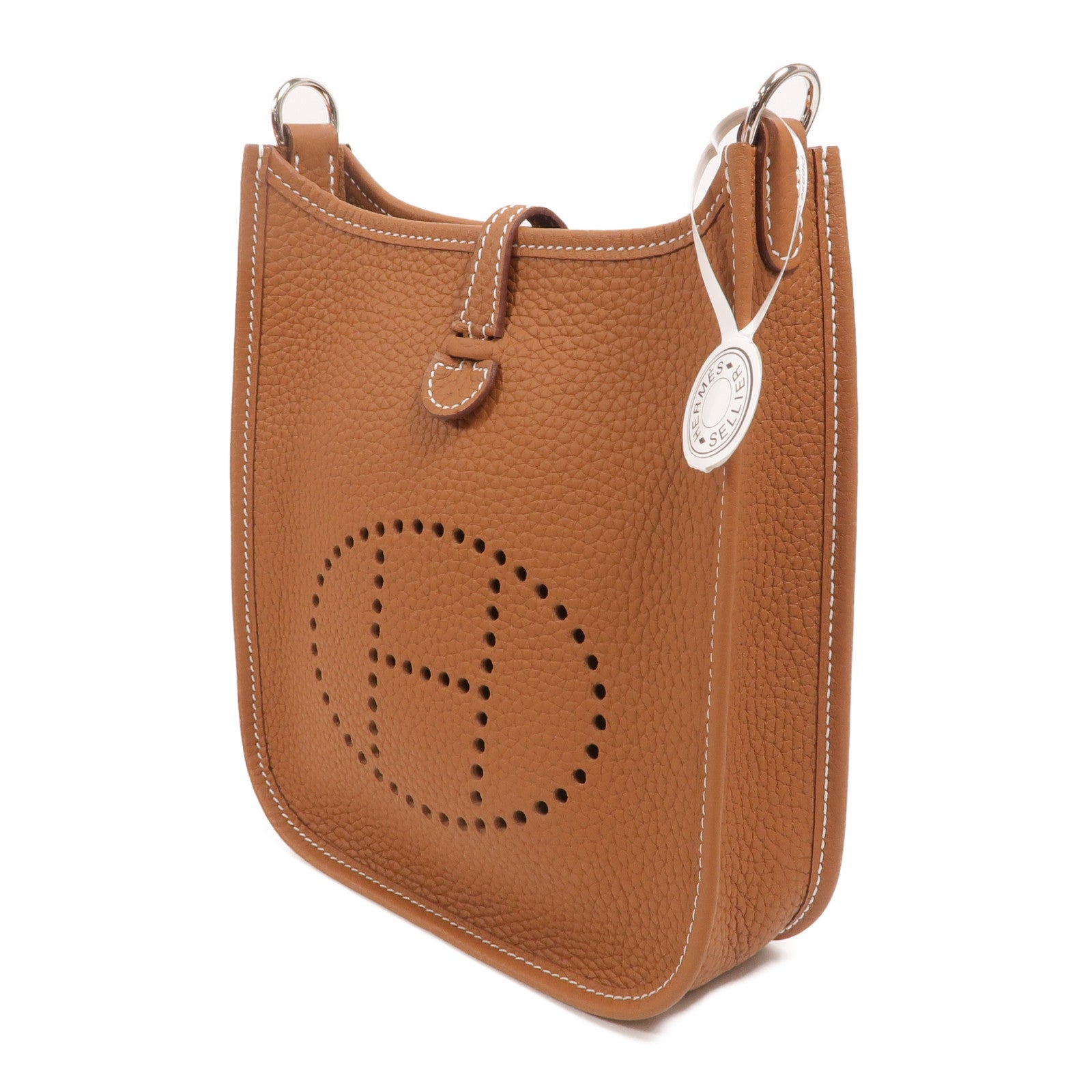 HERMES Clemence皮革Evelyne TPM肩背袋Gold