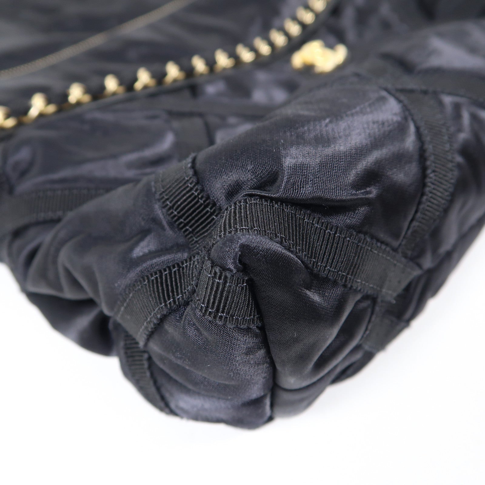 CHANEL 皮革/絲質Pouch Tote Bag手挽袋黑色
