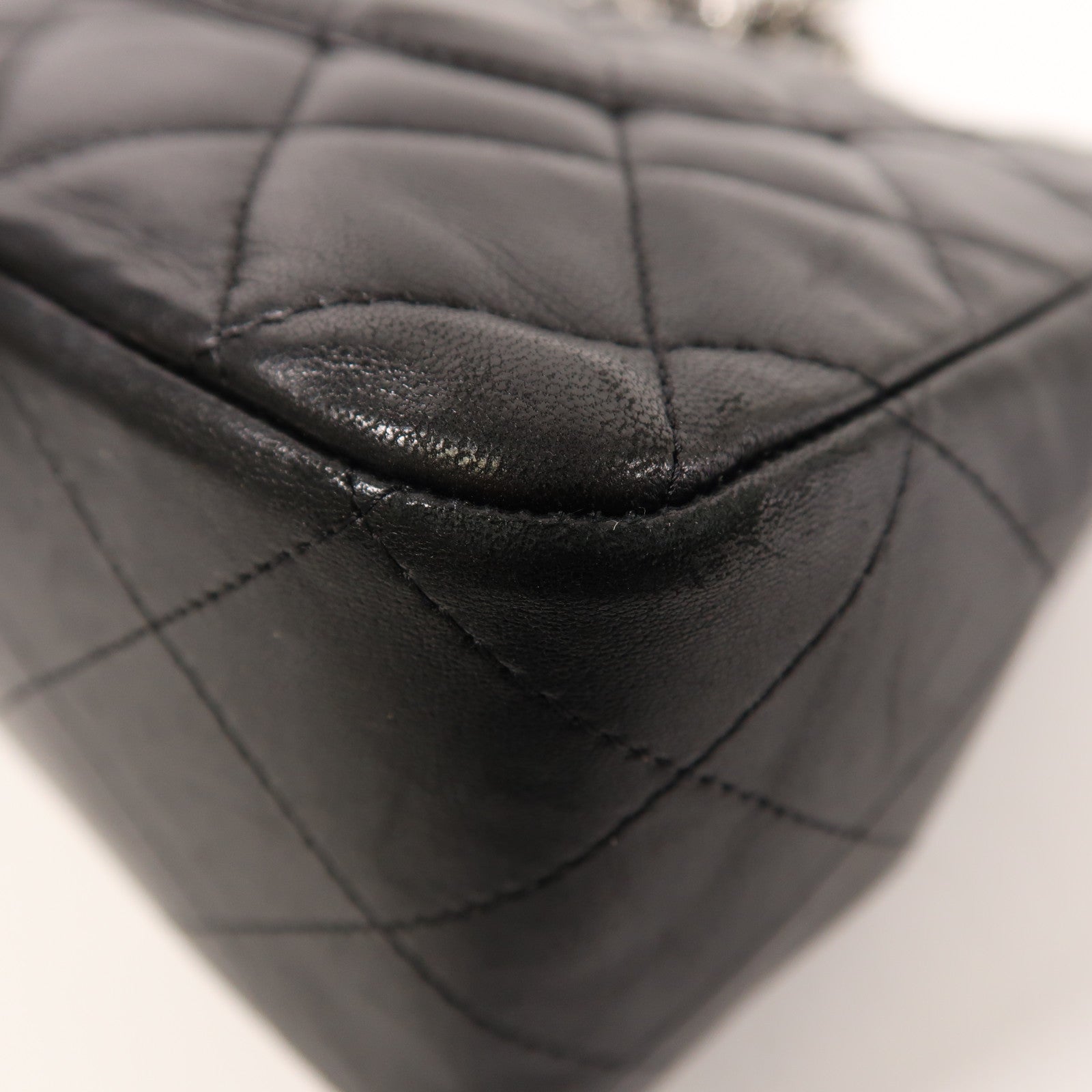 CHANEL 羊皮皮革Large Classic銀扣鏈帶肩背袋