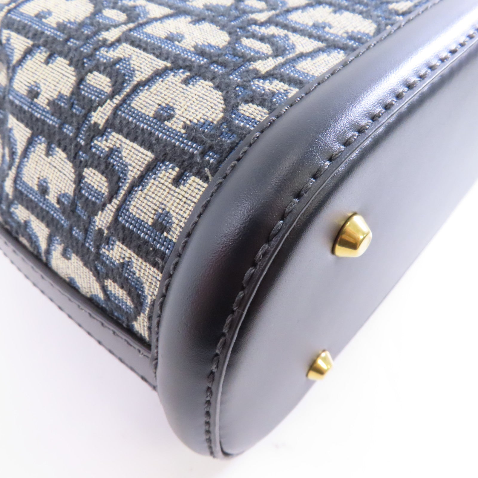 Dior 帆布Oblique Medium C'est Bag金扣手挽肩背兩用袋藍色