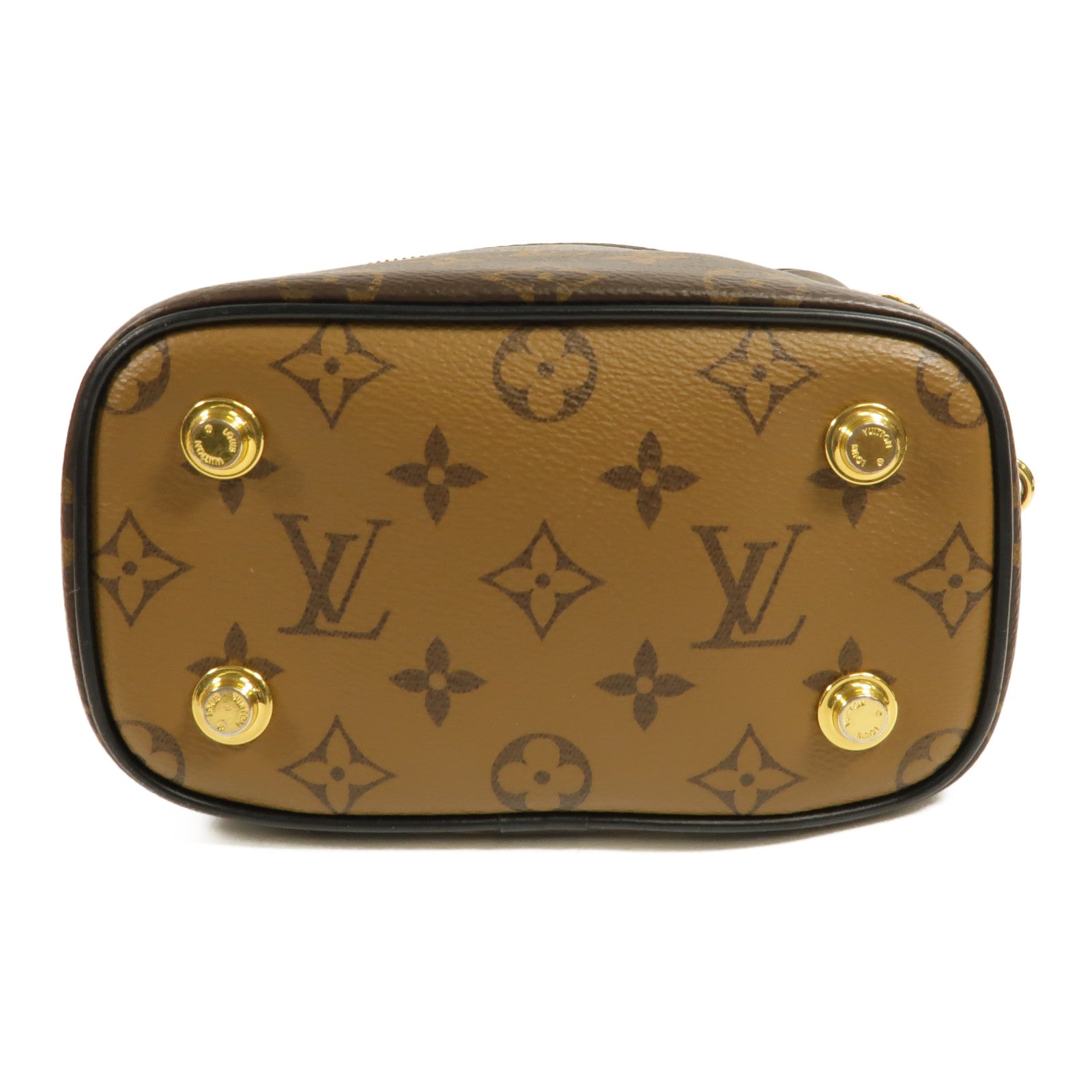 LOUIS VUITTON Monogram Reverse Vanity PM金扣手挽肩背兩用袋棕色