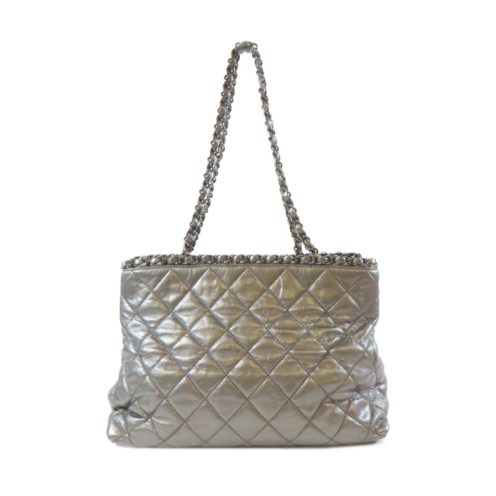 CHANEL 【激減優惠】菱格牛皮皮革Chain Shoulder Bag銀扣肩背袋銀色
