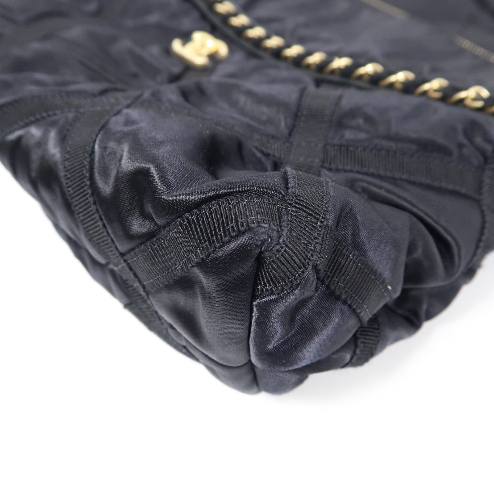 CHANEL 皮革/絲質Pouch Tote Bag手挽袋黑色