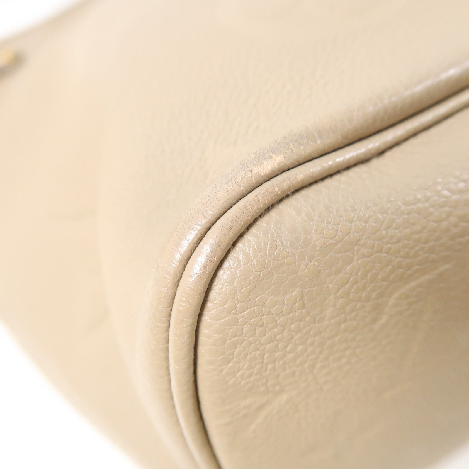 LOUIS VUITTON Monogram Empreinte Neverfull MM金扣肩背袋米色