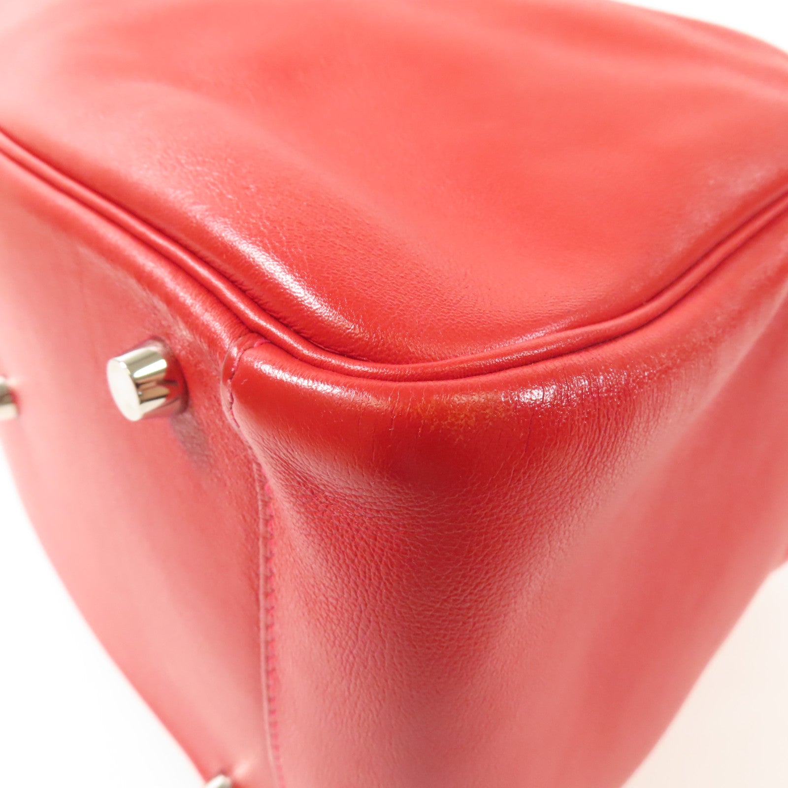 HERMES Swift皮革Lindy 30銀扣手挽肩背兩用袋Rouge Tomate