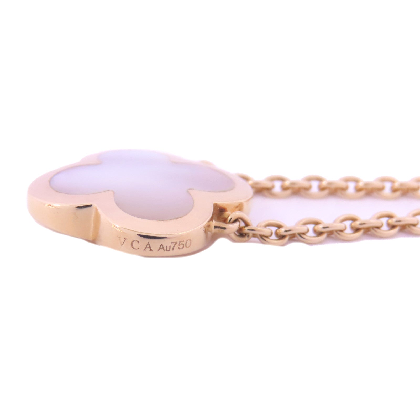 Van Cleef & Arpels 18K白金/珍珠貝殼Pure Alhambra Necklace項鍊