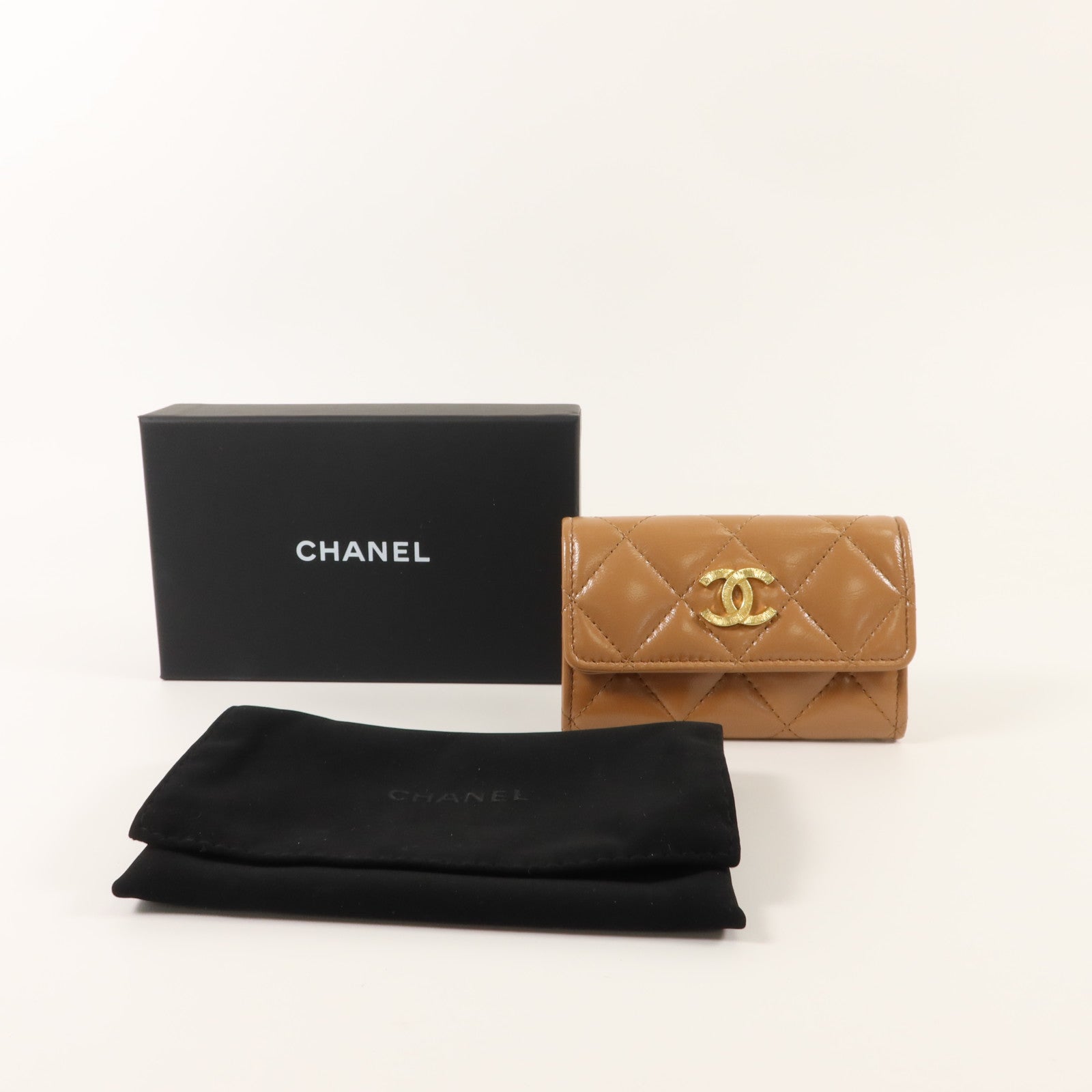CHANEL 羊皮皮革Chanel 19 Flap Card Holder金扣卡片套